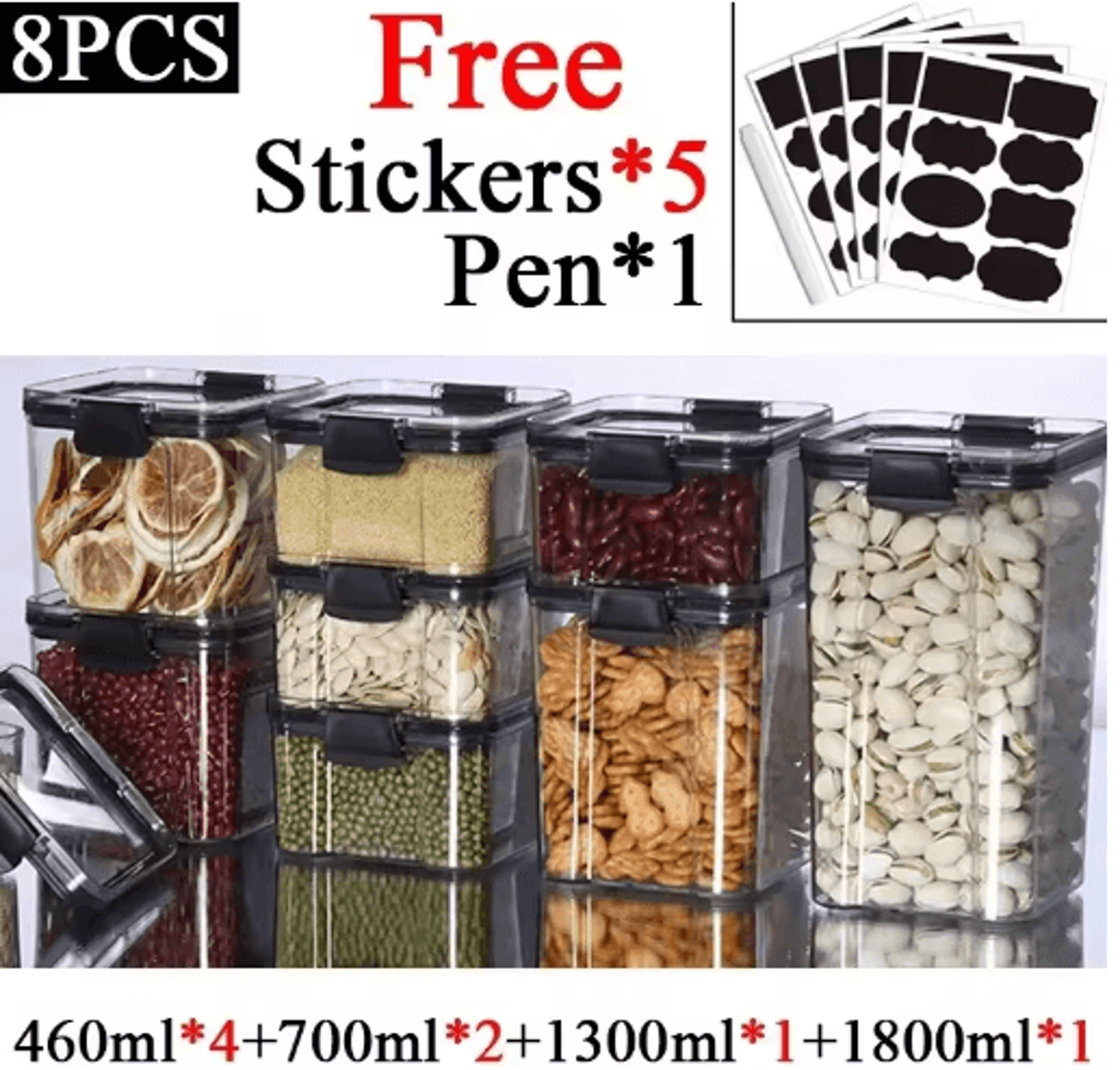 Stackable Airtight Food Storage Containers Set  Sealed Kitchen Storage Jars For Grains Tea  Dry Foo 12