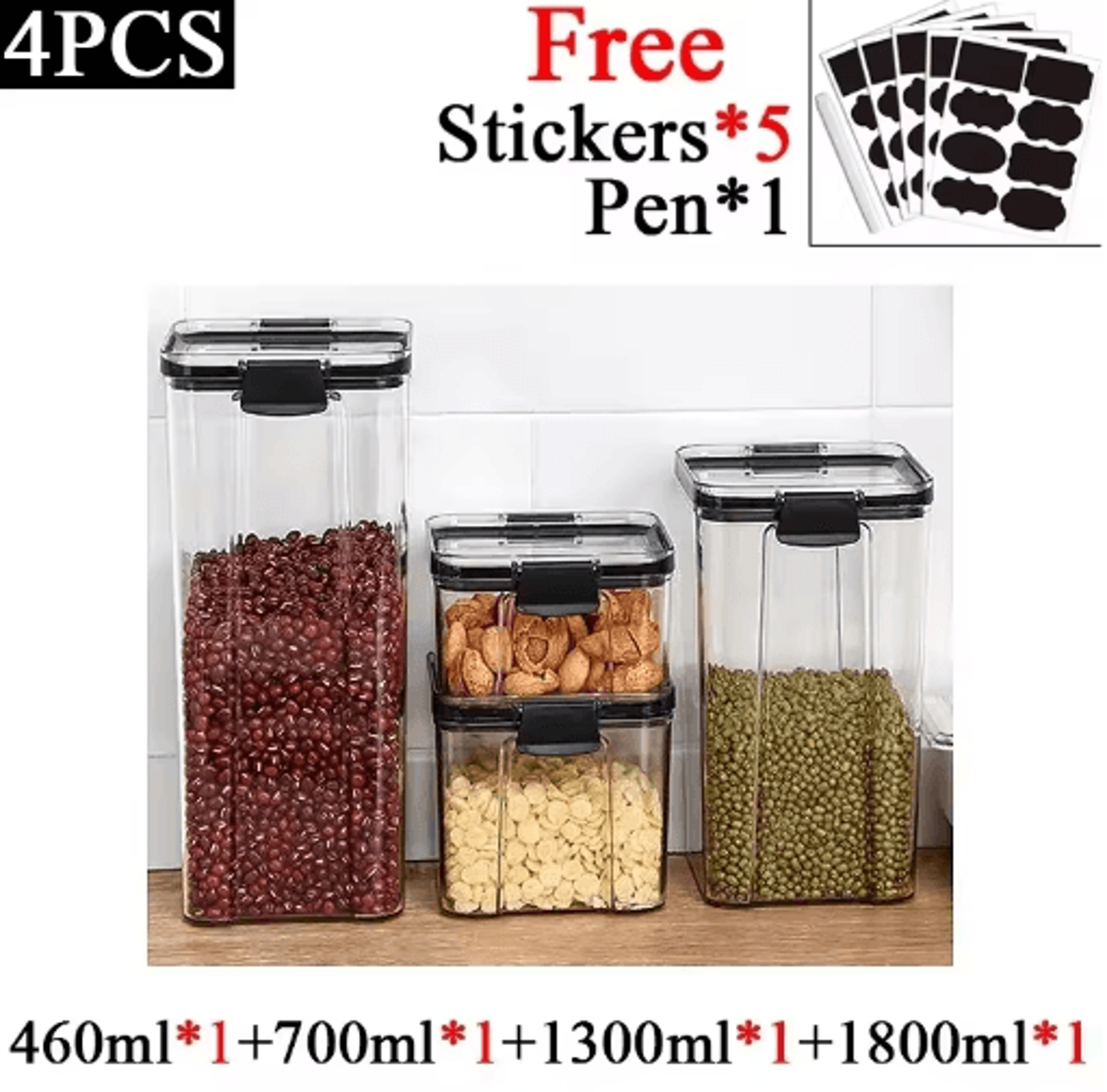 Stackable Airtight Food Storage Containers Set  Sealed Kitchen Storage Jars For Grains Tea  Dry Foo 16