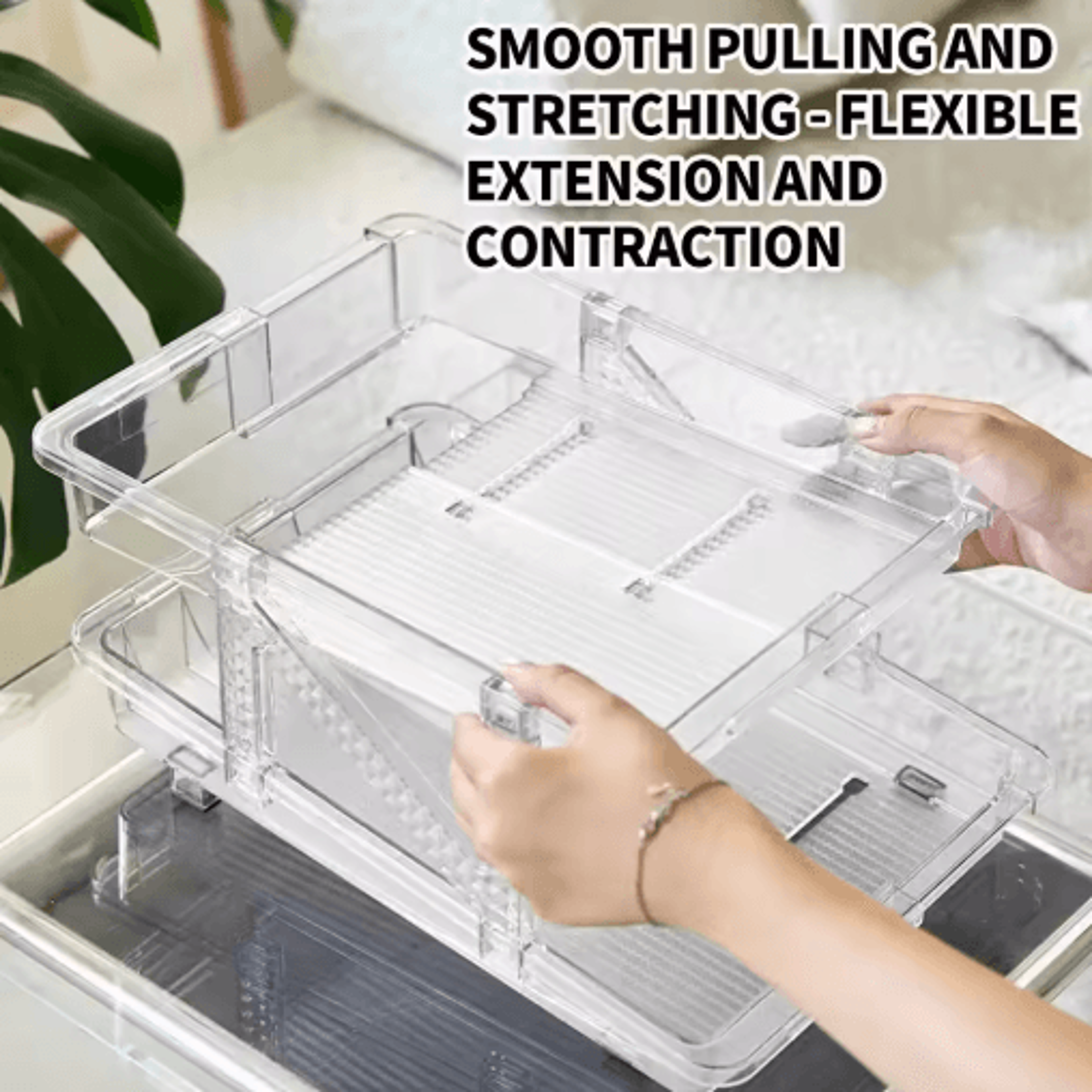 DoubleLayer Stretchable Can Organizer  Transparent Beverage Storage Rack For Refrigerator  Pantry 3