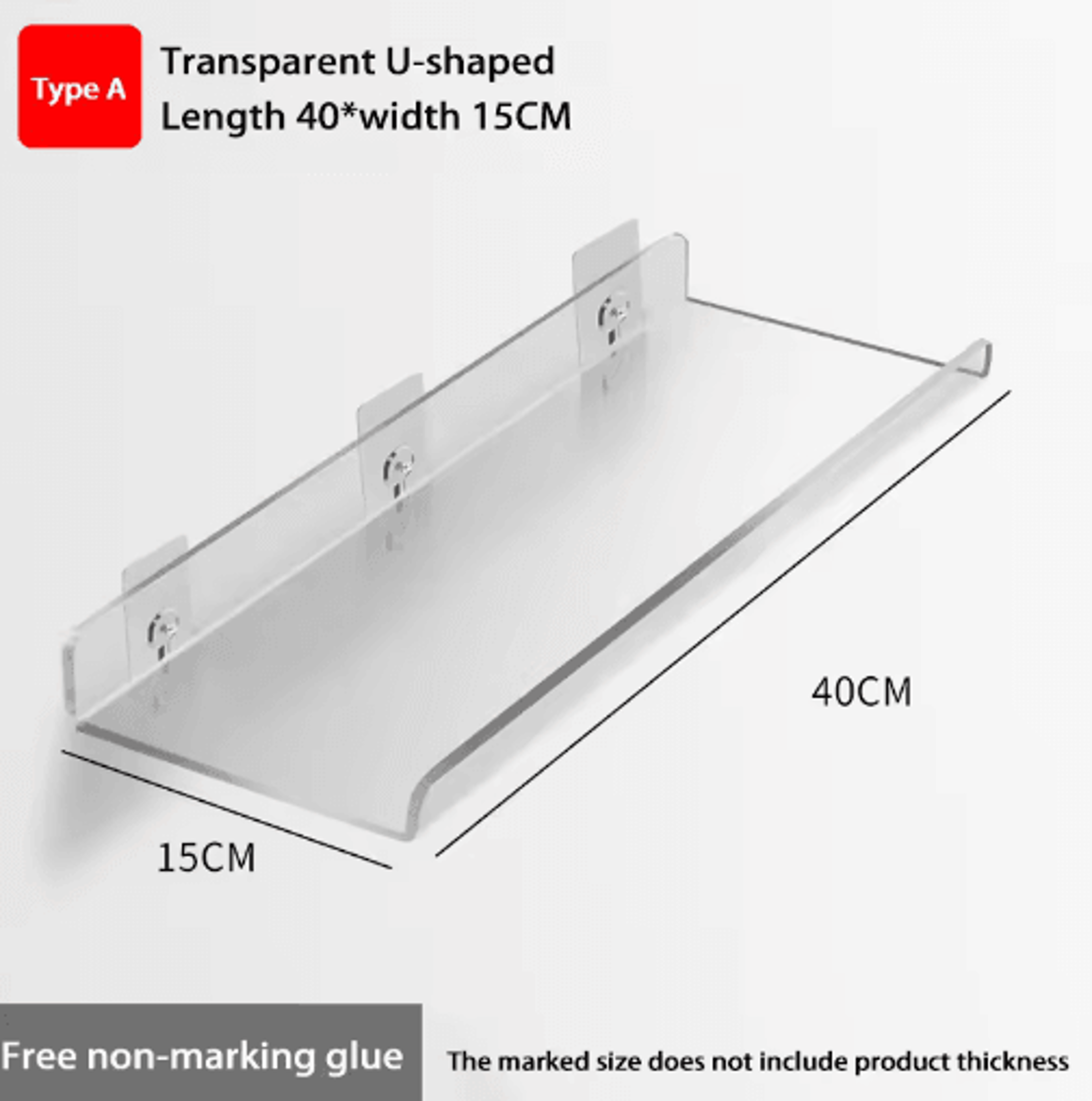 SelfAdhesive Wall Mounted Storage Shelf  Removable Bathroom  Kitchen Organizer Rack 18