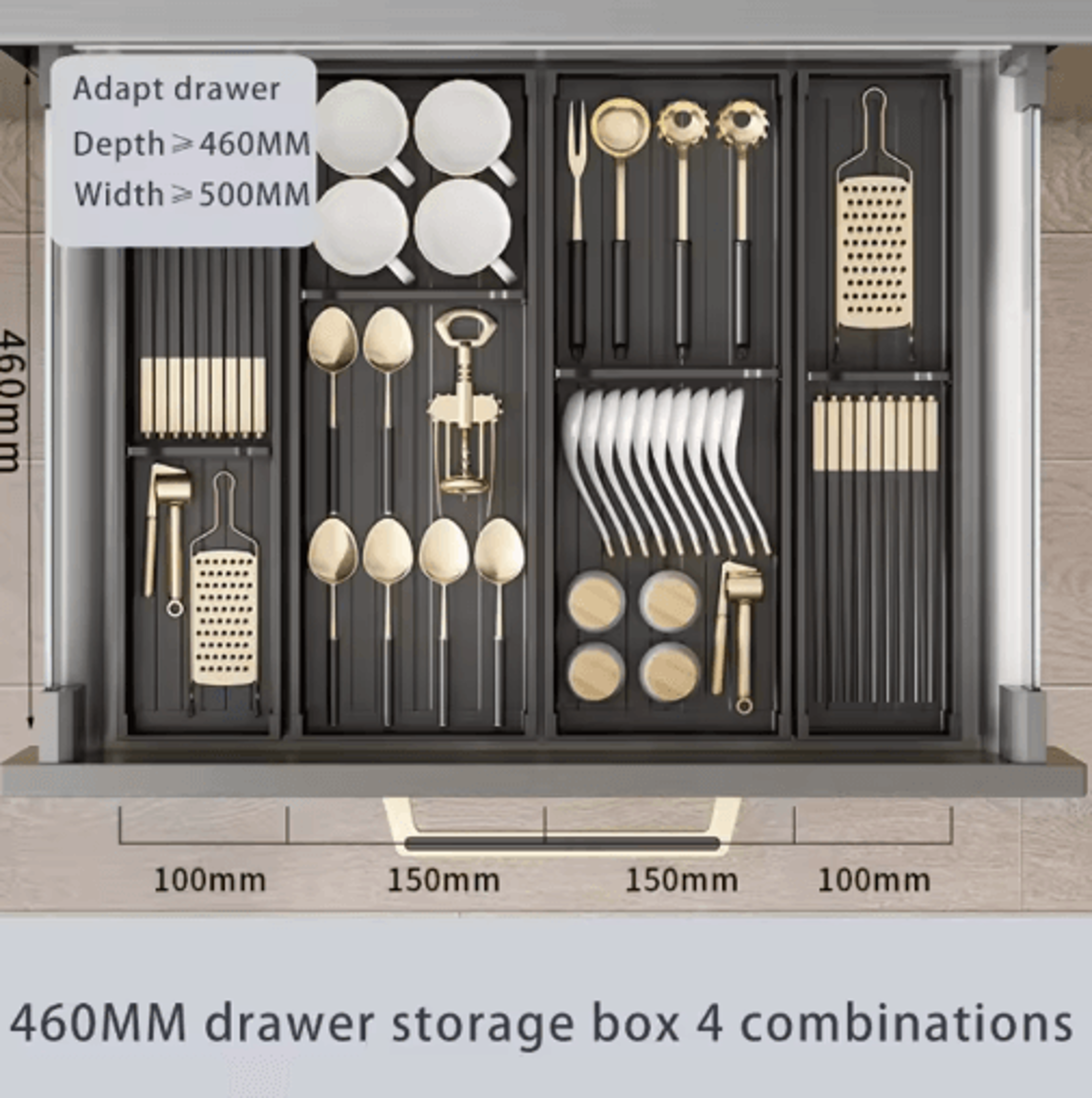 Adjustable Retractable Dish Drying Rack Under Cabinet Kitchen Dish Organizer With Spoon  Chopstick  2