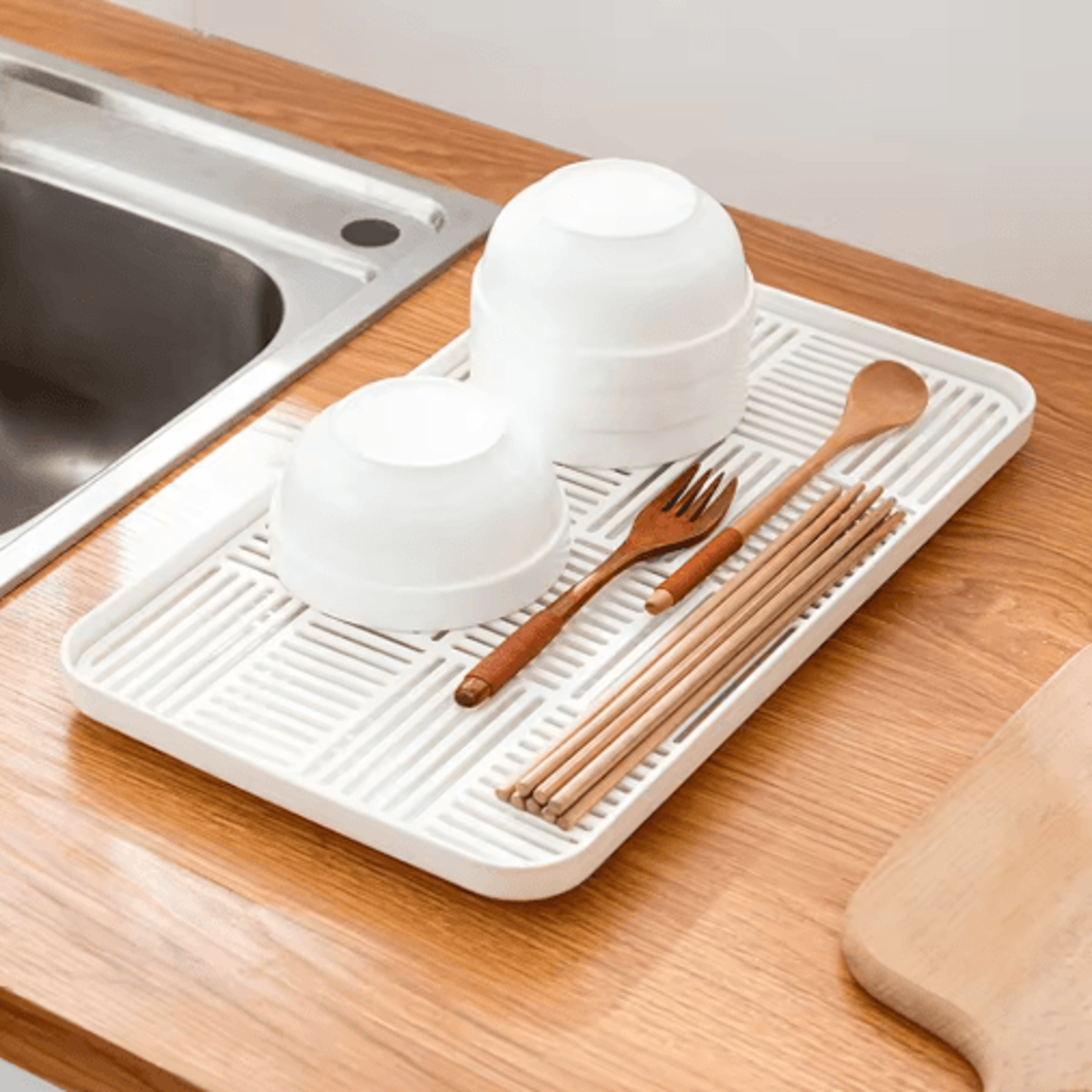 Double Layer Dish Drying Rack With Detachable Drain Tray Tableware Storage  Kitchen Drainer 0