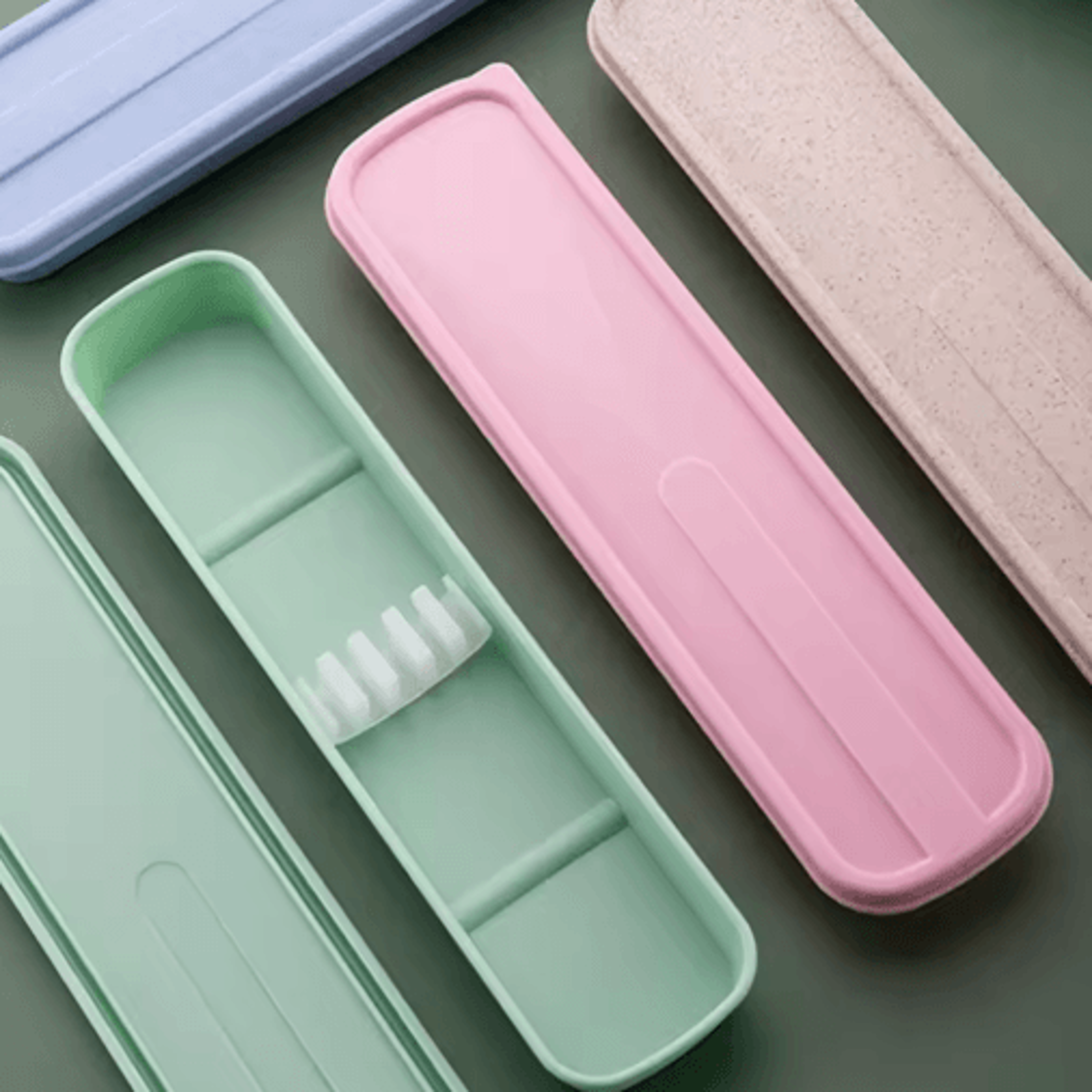 Portable Cutlery Storage Box MultiColor Spoon Fork  Tableware Organizer For Home School  Travel 8