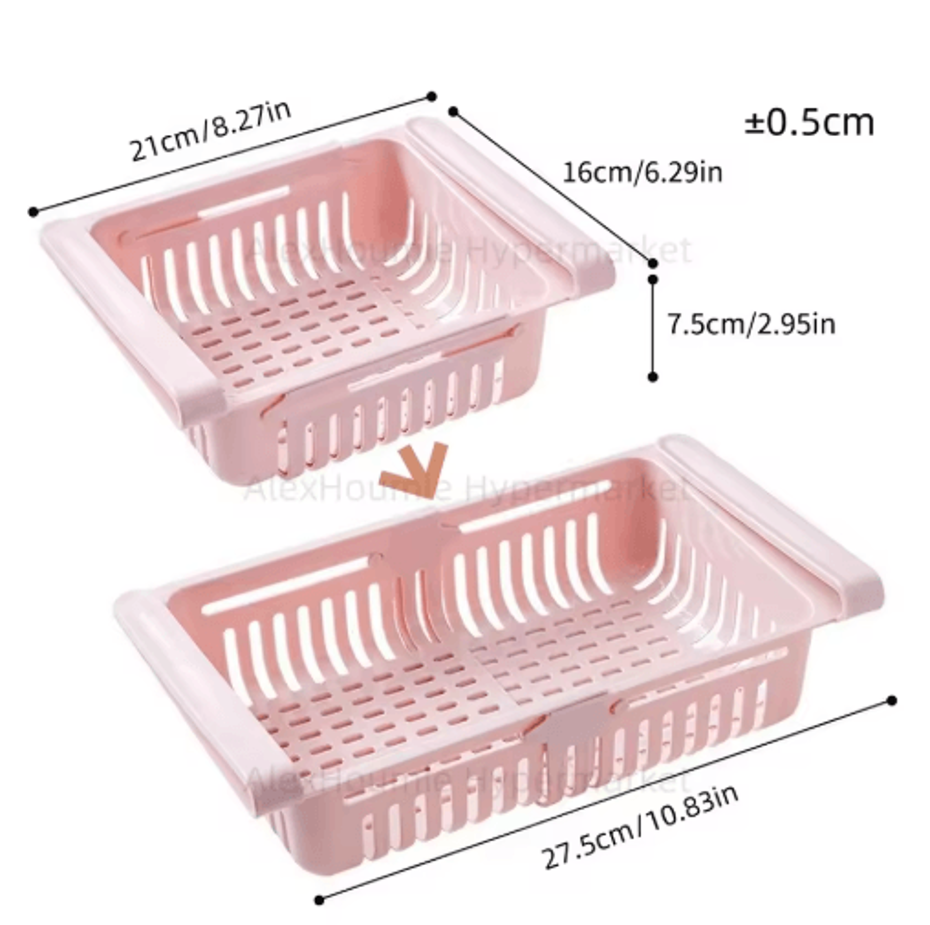 2Pack Retractable Refrigerator Hanging Drawer Organizer PullOut Fridge Storage Boxes With Sliding S 11