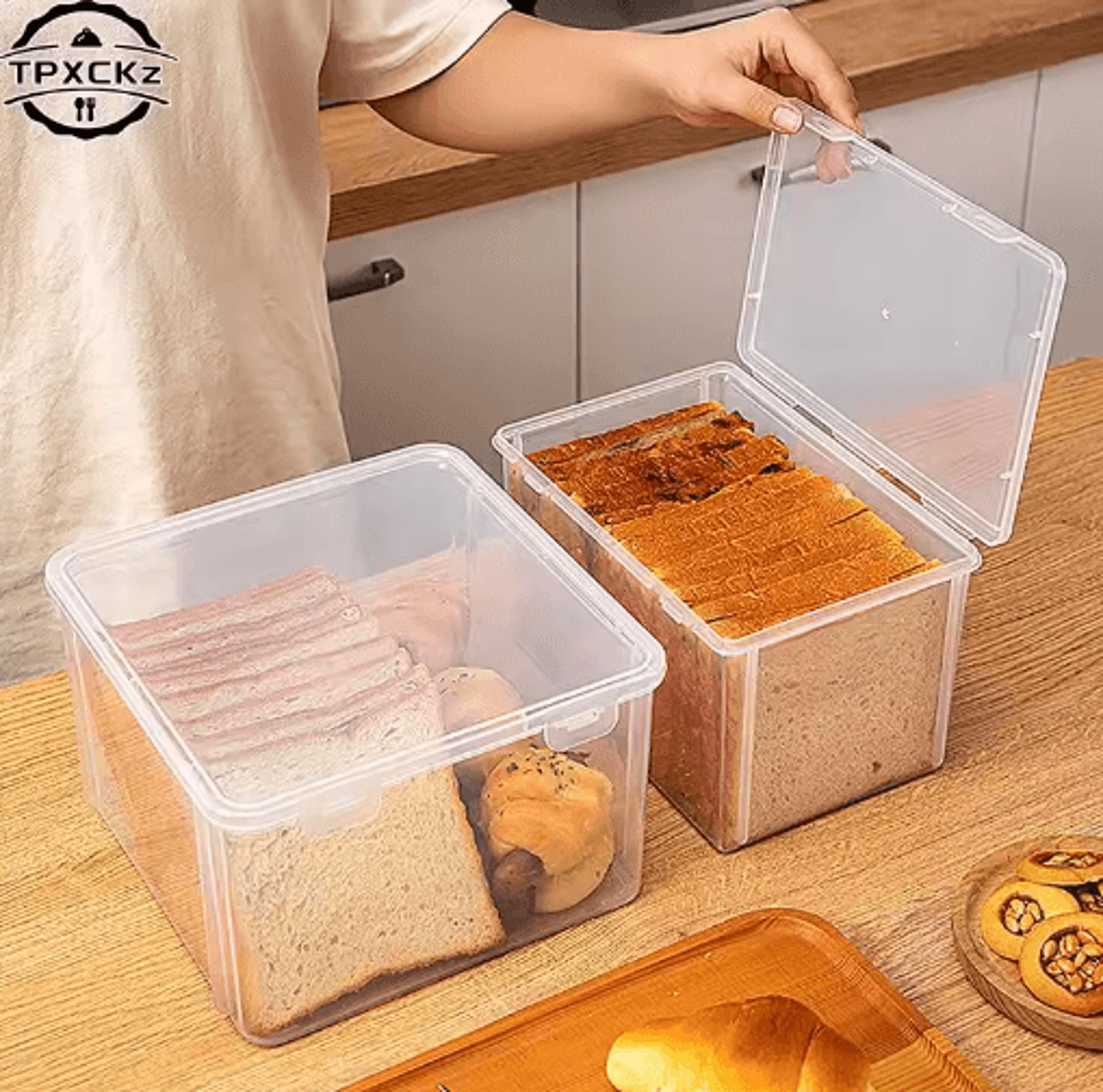 Airtight Bread Storage Box Clear Bread Keeper  Cake Container For Kitchen And Refrigerator 3