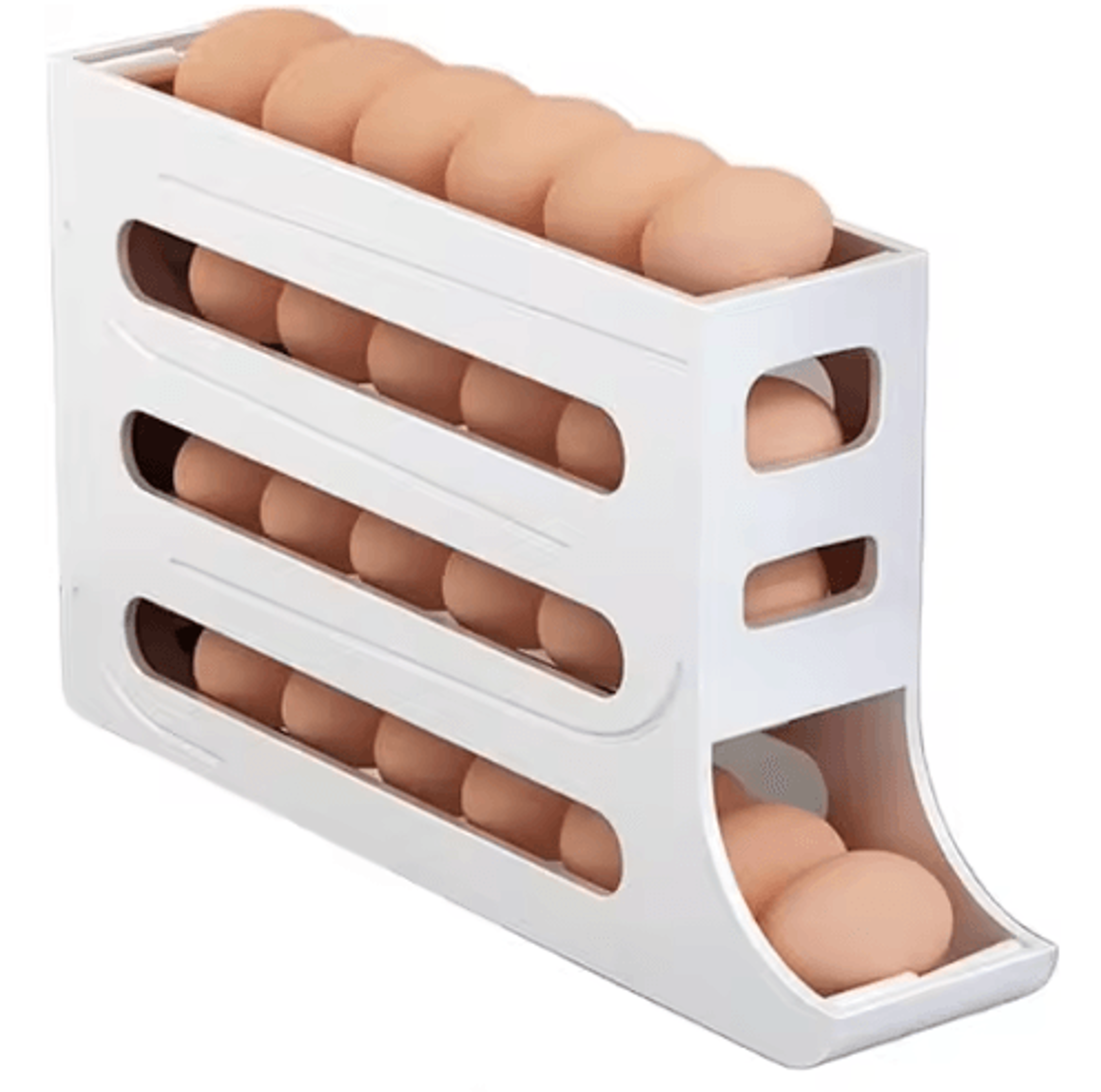 4Tier Automatic Egg Holder For Fridge  Rolling Egg Storage Rack For Up To 30 Eggs 2