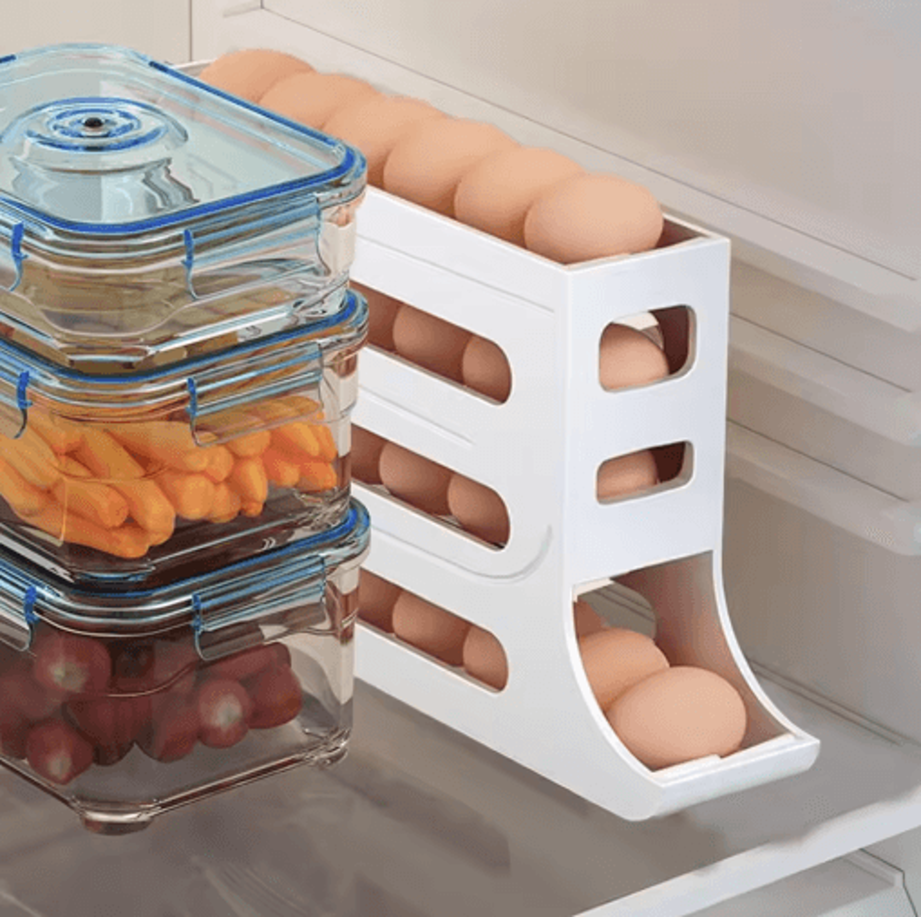 4Tier Automatic Egg Holder For Fridge  Rolling Egg Storage Rack For Up To 30 Eggs 6