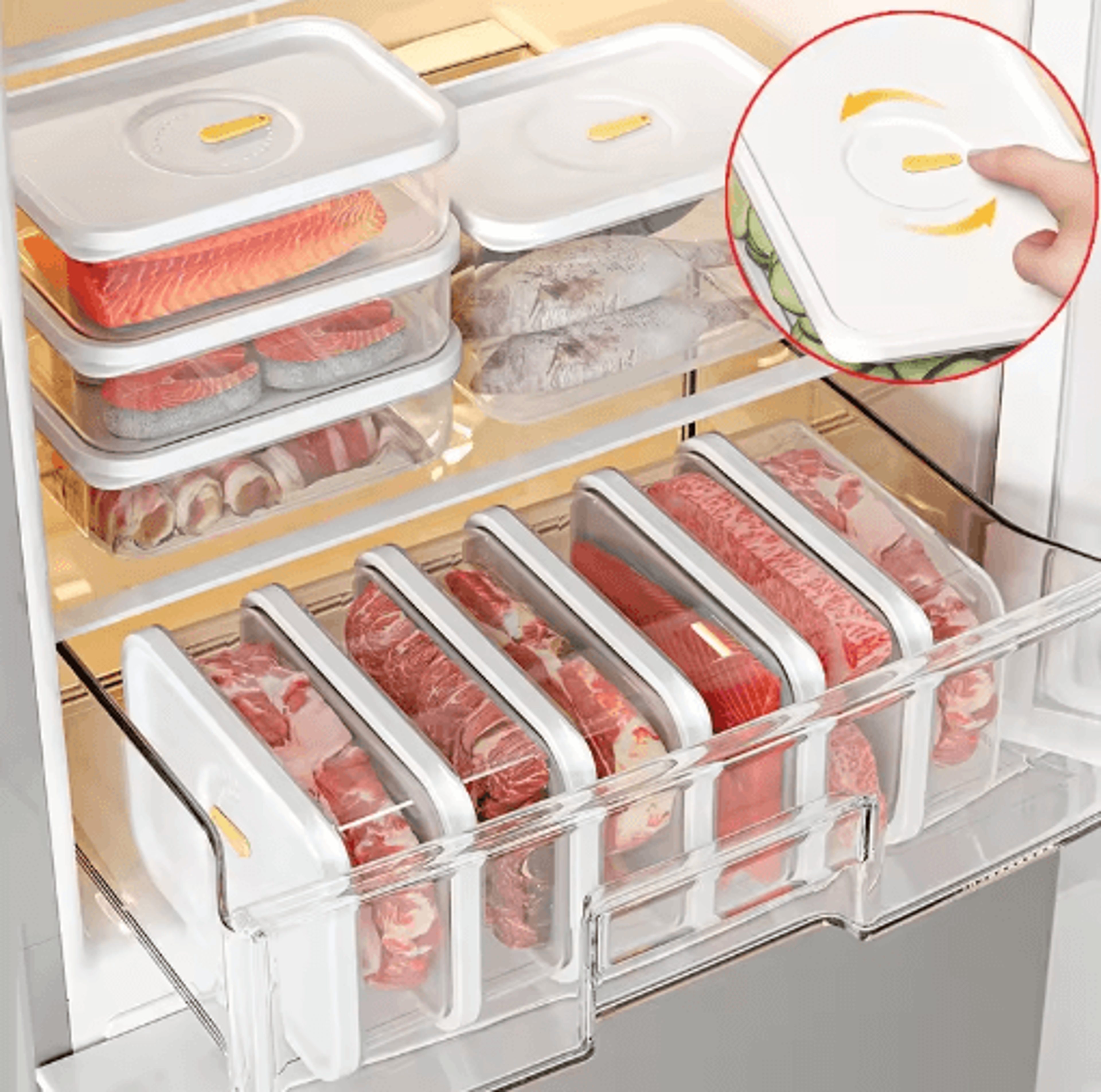 Lunch Meat  Cheese Storage Container  Transparent Refrigerator Keeper For Cold Cuts Sausage  Deli F 0
