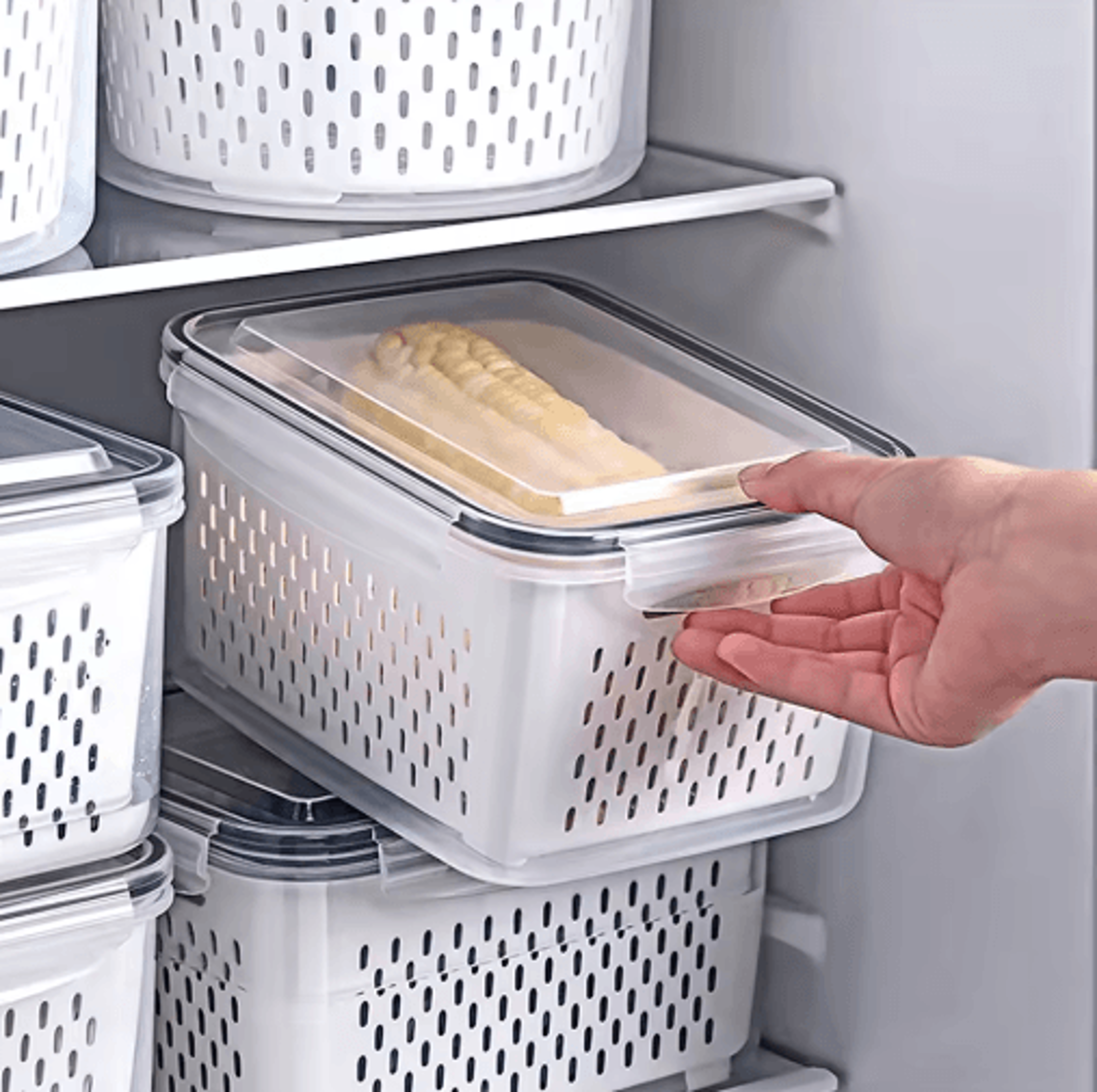 Fruit Storage Container For Fridge With Removable Colander  Airtight Produce Keeper  Fresh Food Org 0