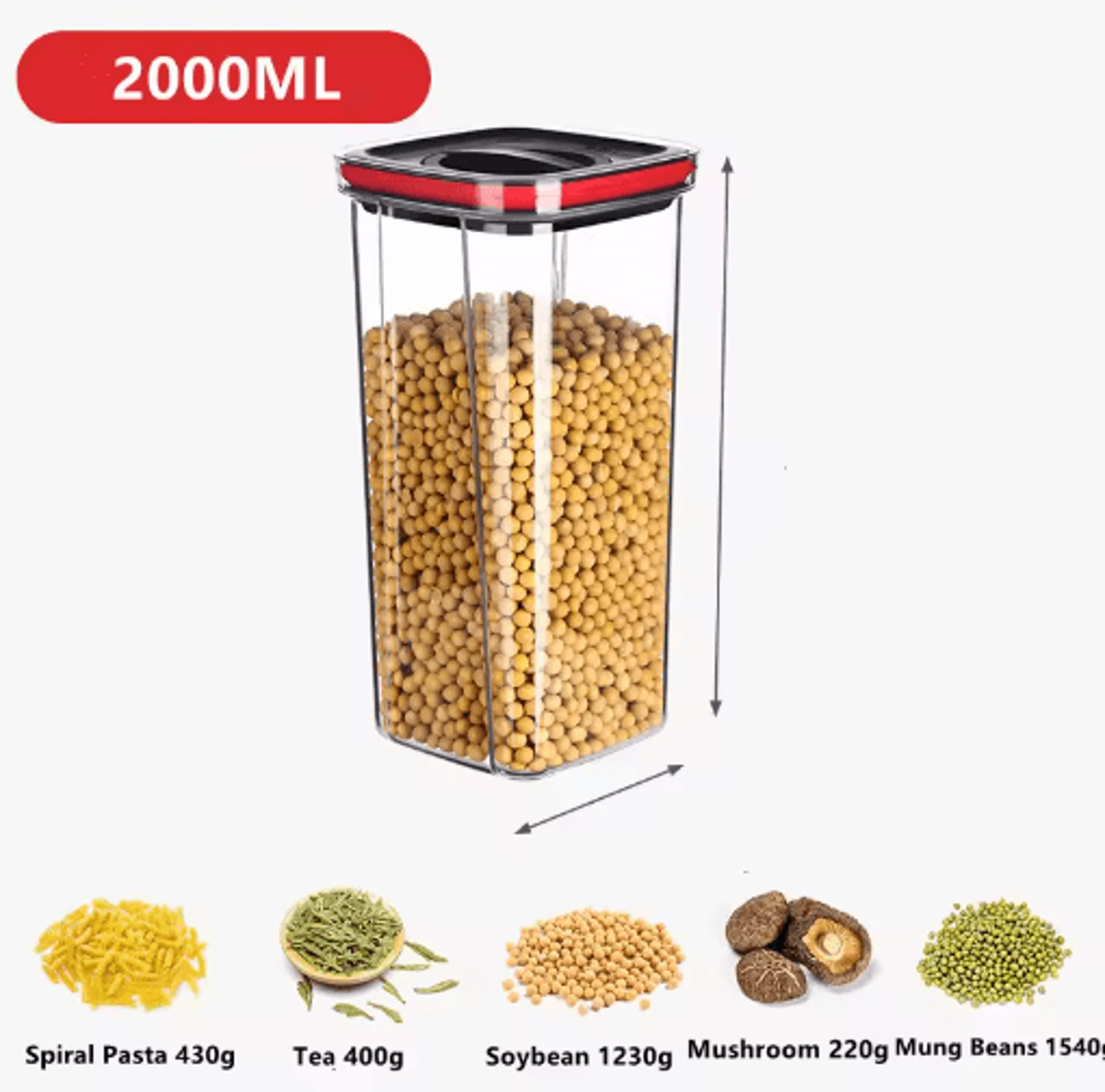Rotating Lid Airtight Food Storage Jar  Stackable Transparent Grain  Pantry Organizer 4