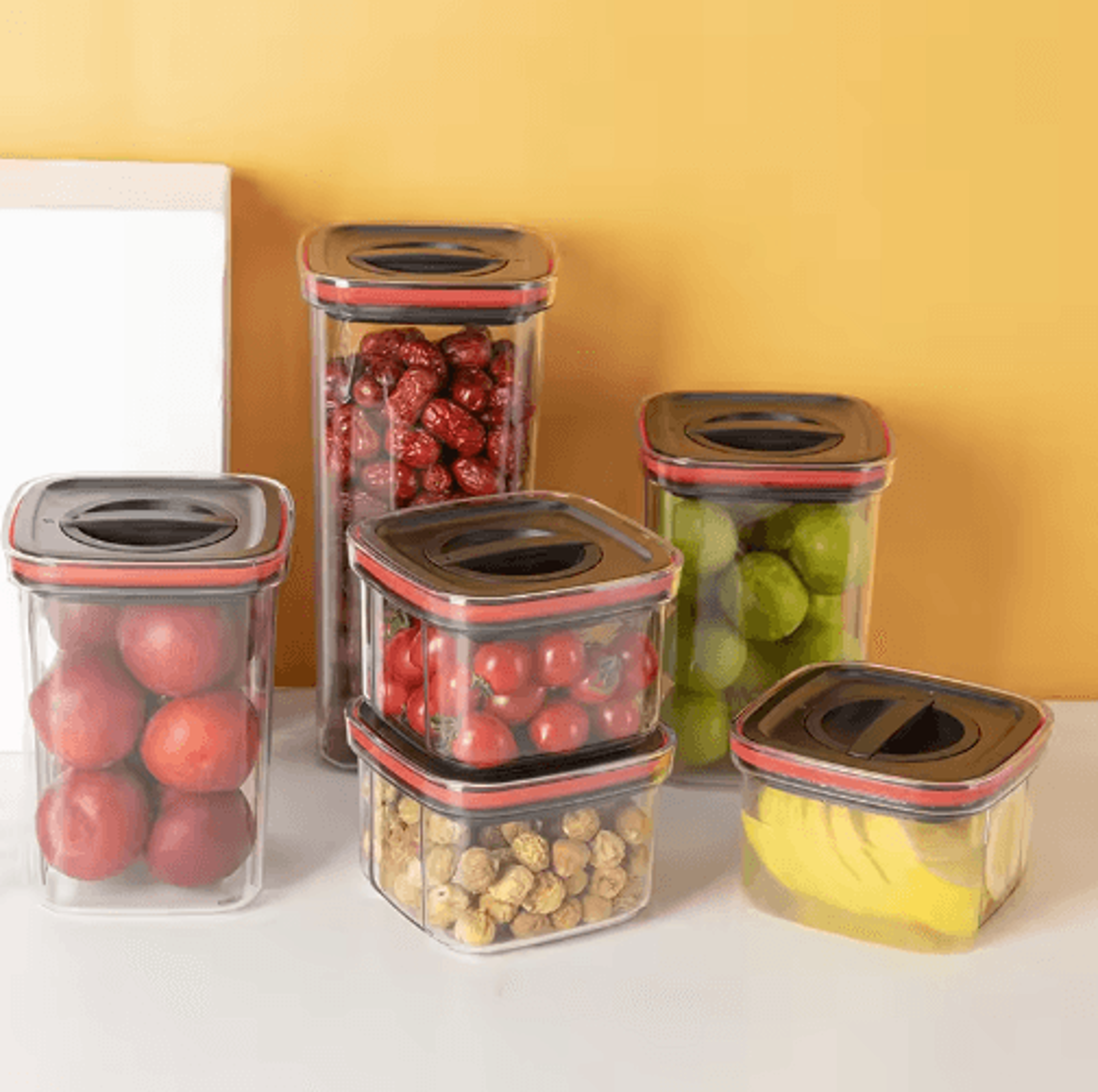Rotating Lid Airtight Food Storage Jar  Stackable Transparent Grain  Pantry Organizer 8