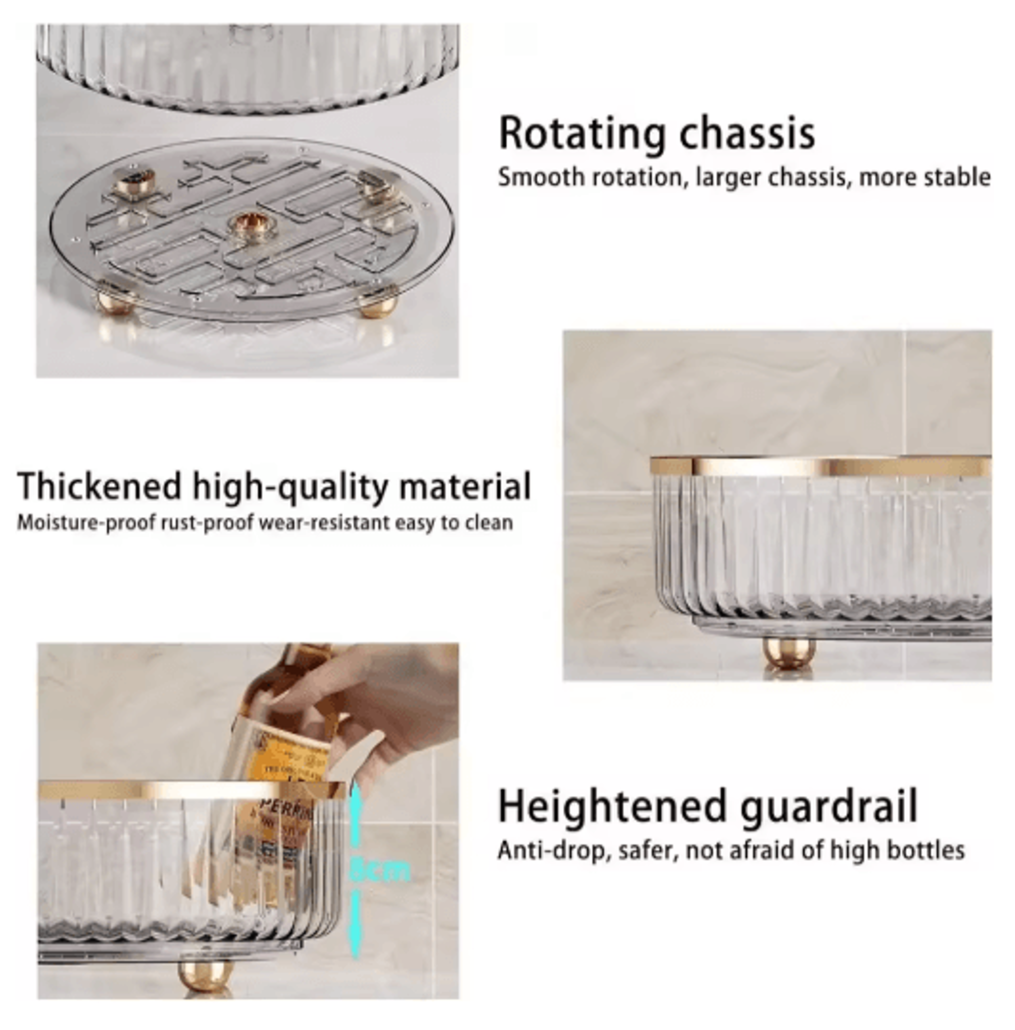 Clear Rotating Storage Organizer Bin  Round Lazy Susan Turntable For Pantry Cabinet  Refrigerator 2