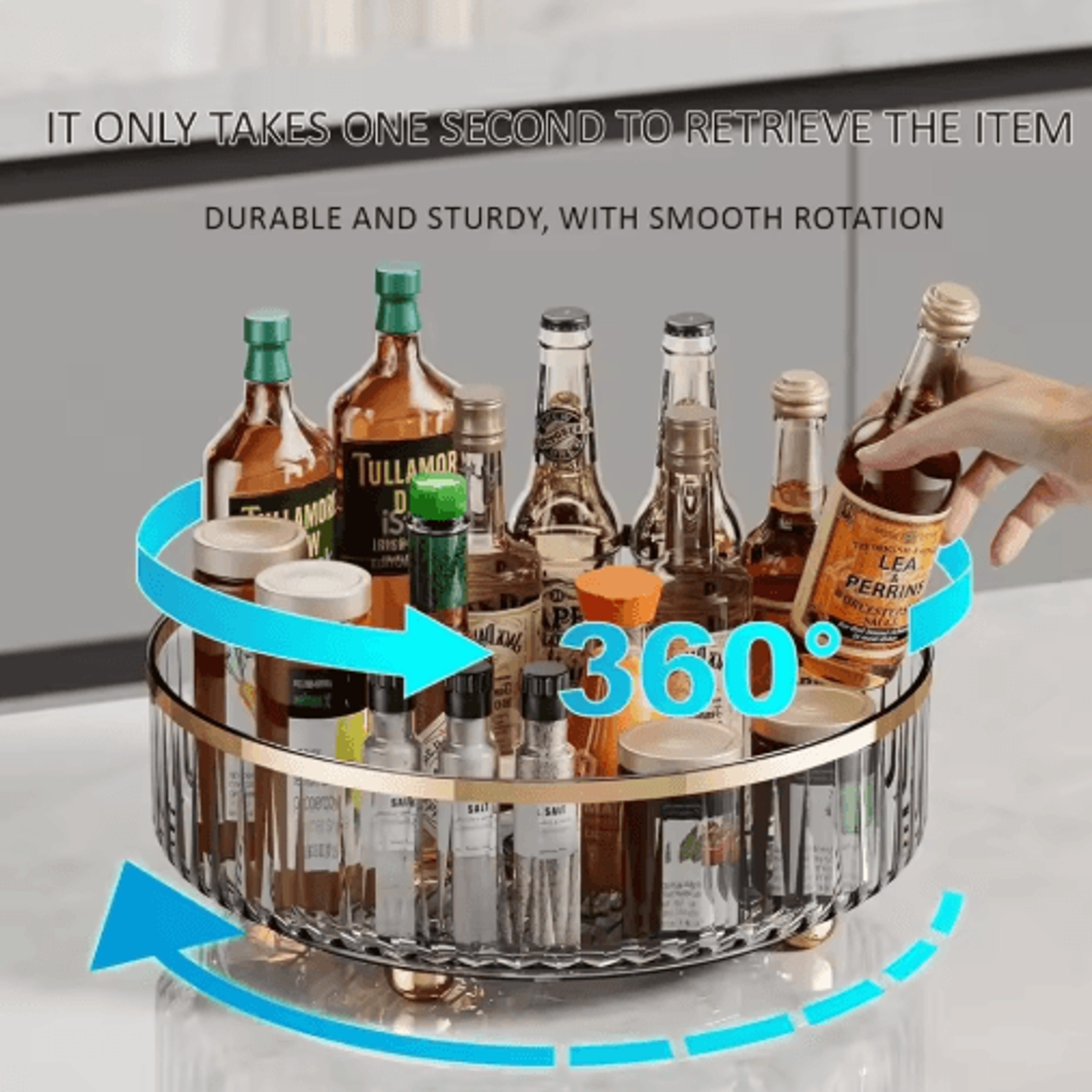 Clear Rotating Storage Organizer Bin  Round Lazy Susan Turntable For Pantry Cabinet  Refrigerator 3