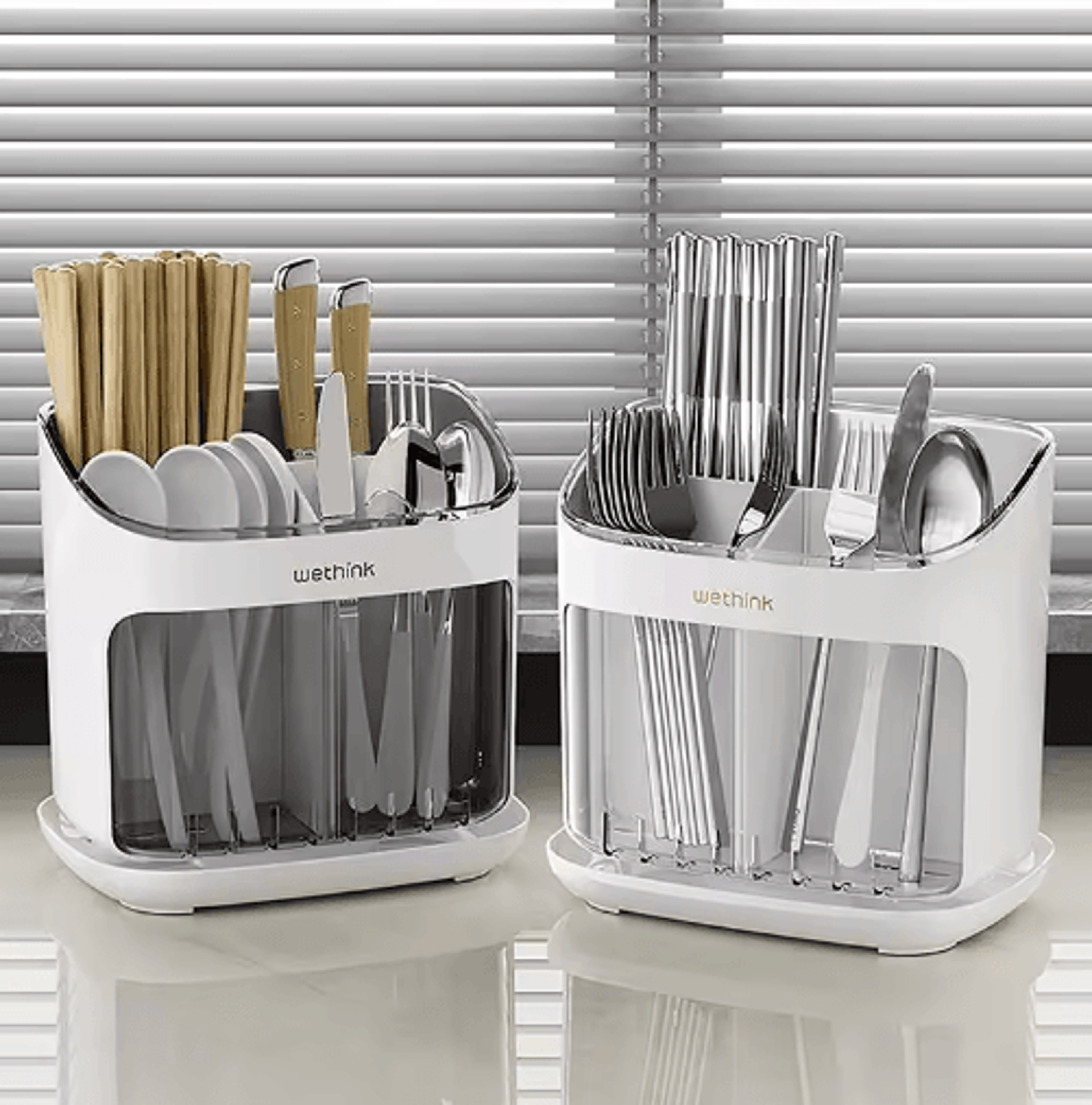 Large Chopstick Holder With Detachable Drain Tray Multifunctional Kitchen Utensil  Cutlery Organize 8