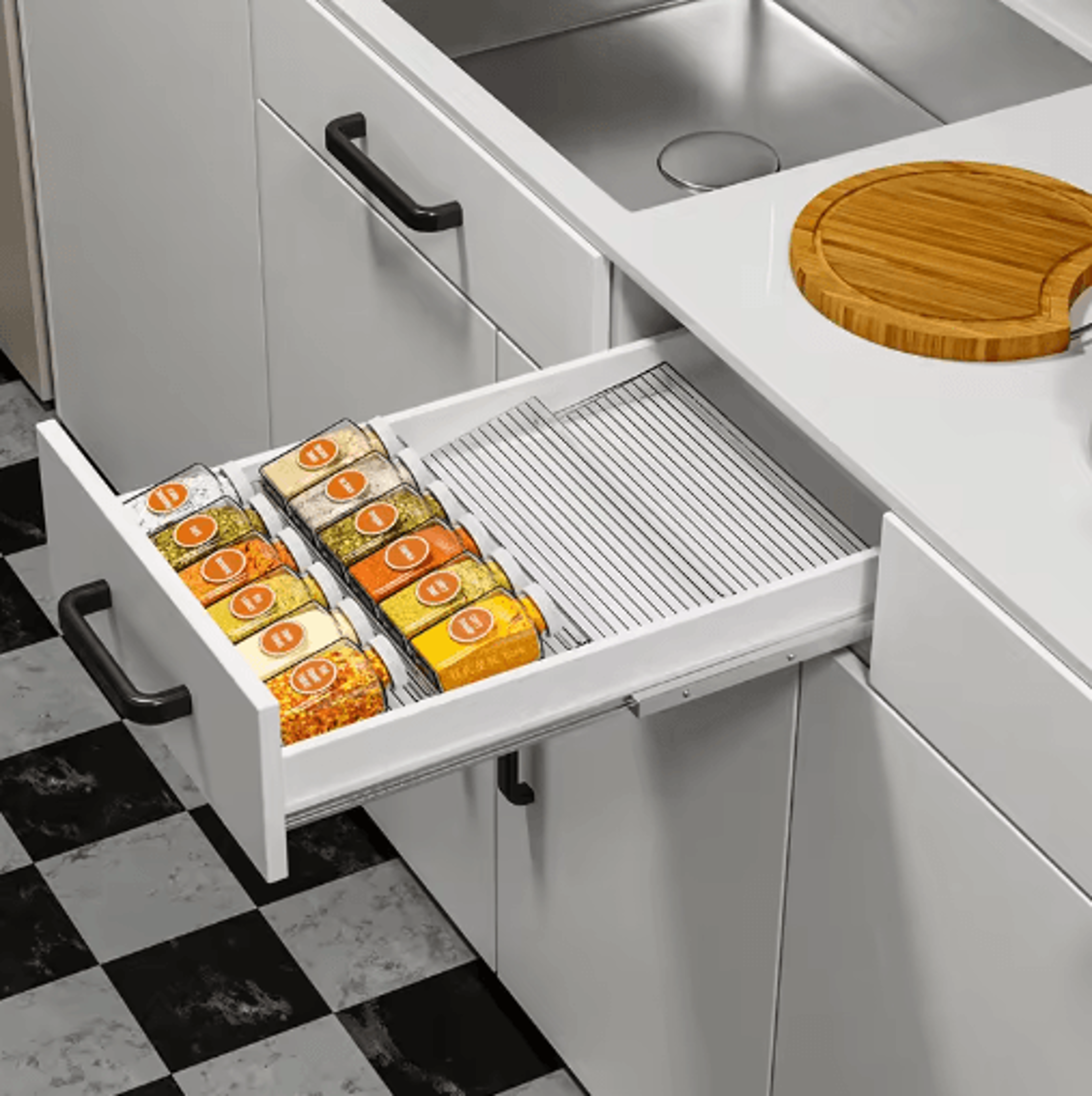 Adjustable Stepped Spice Rack Organizer  MultiLayer Drawer  Cabinet Seasoning Bottle Storage Rack 5