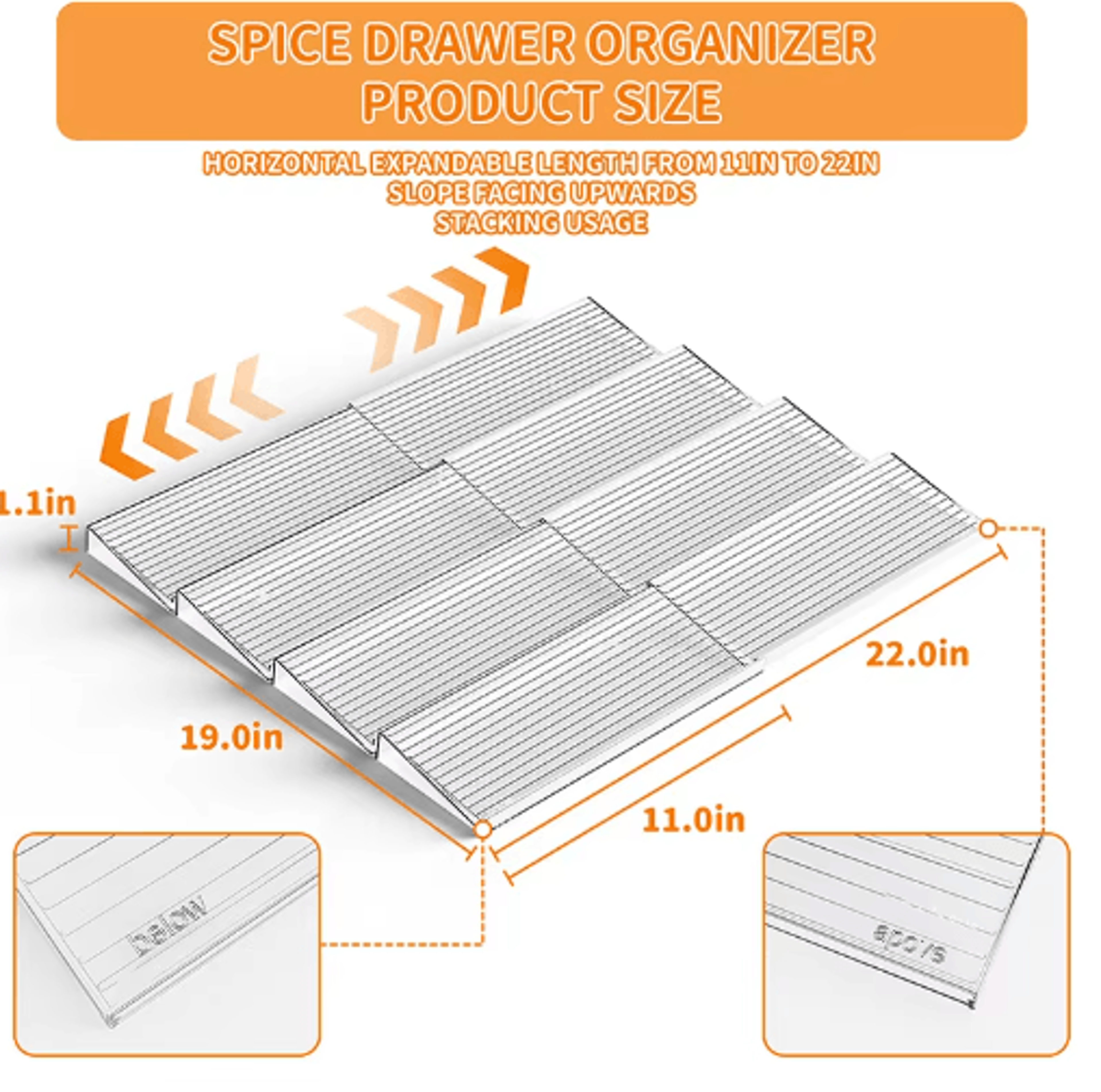 Adjustable Stepped Spice Rack Organizer  MultiLayer Drawer  Cabinet Seasoning Bottle Storage Rack 6