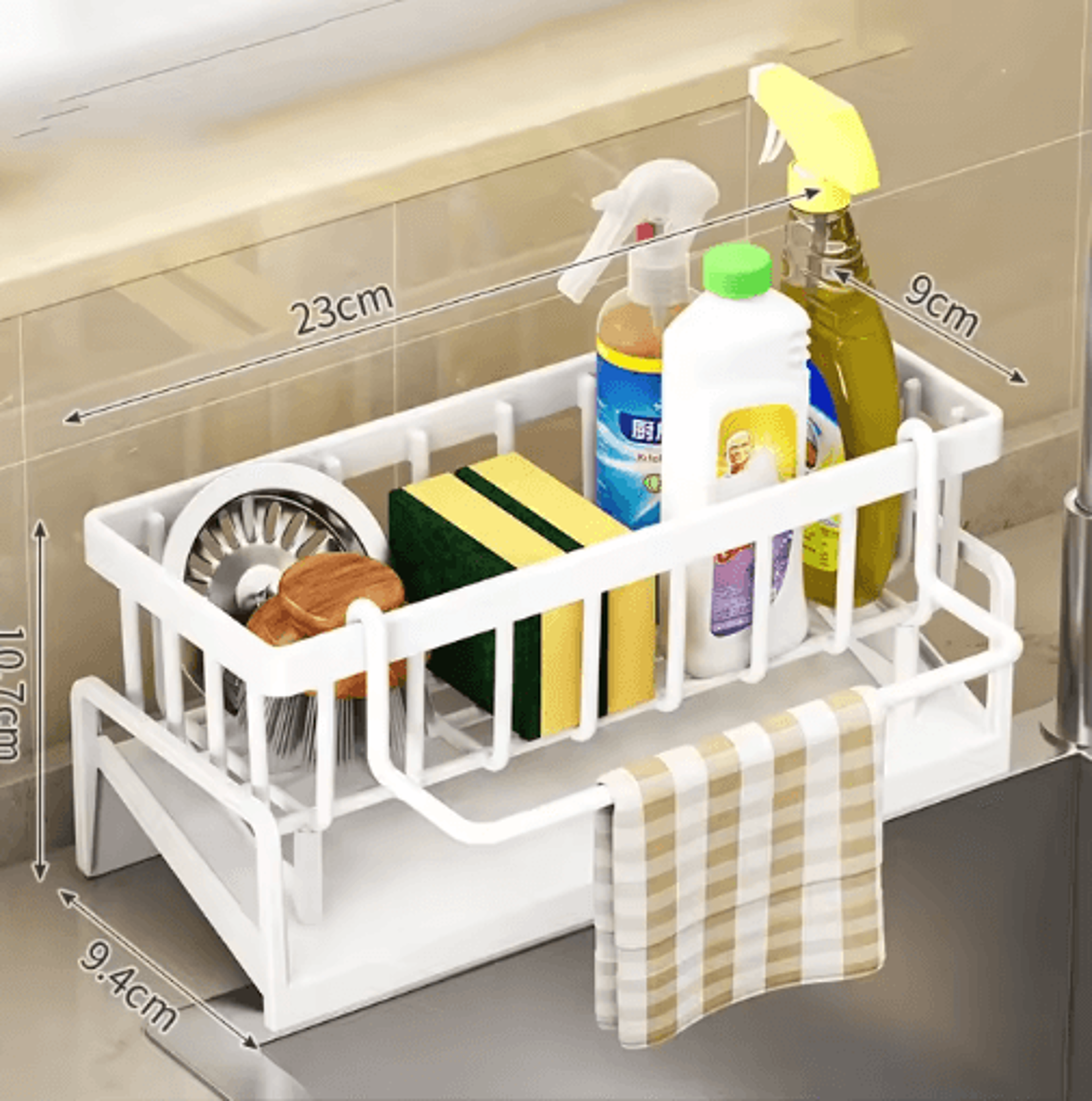 NoDrill Kitchen Sink Caddy Organizer Faucet Drainage Shelf For Sponges Rags  Kitchen Accessories 6