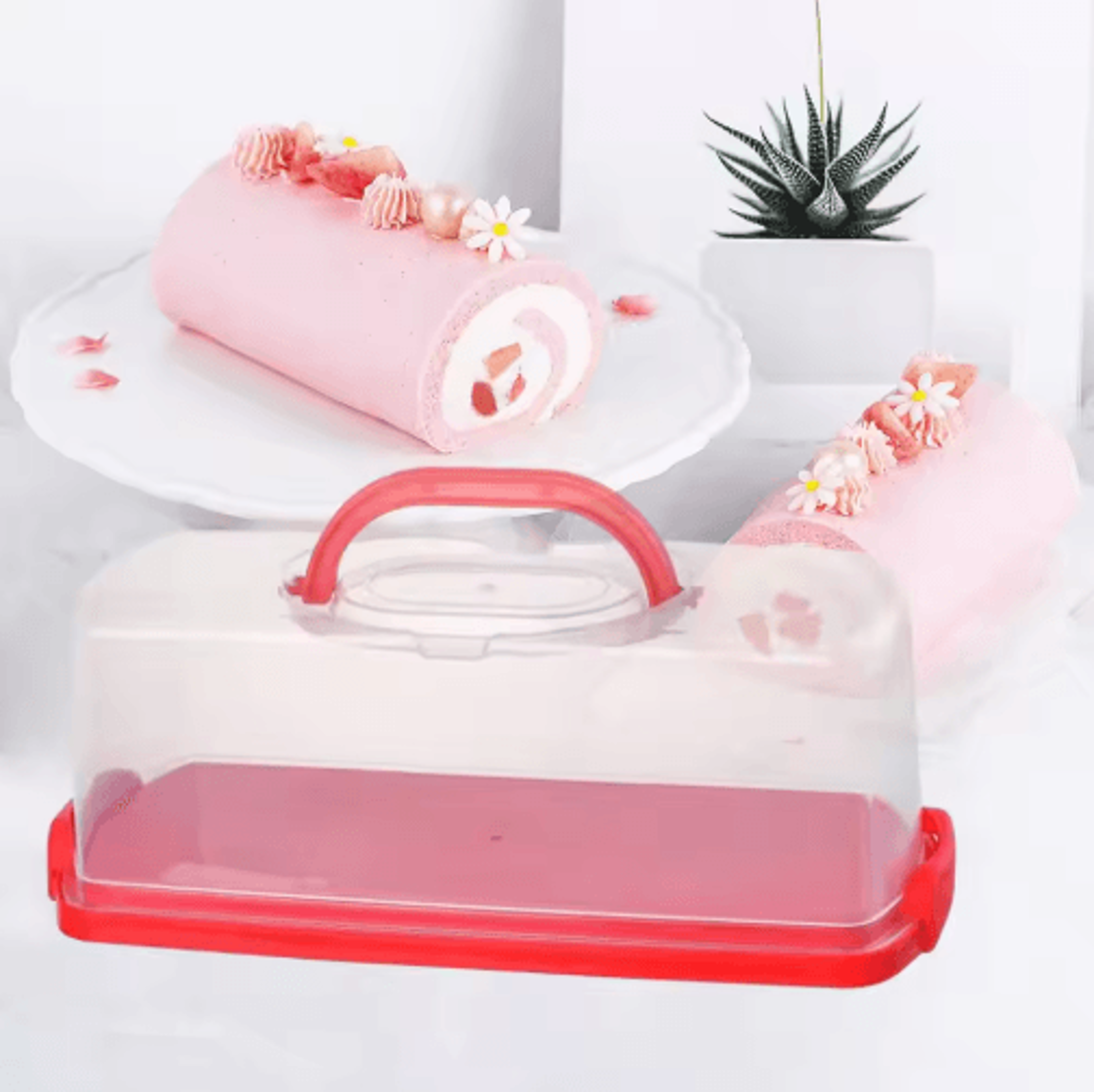 Plastic Cake Carrier With Foldable Handle  Cake Storage Container With Serving Tray  Secure Lid 9