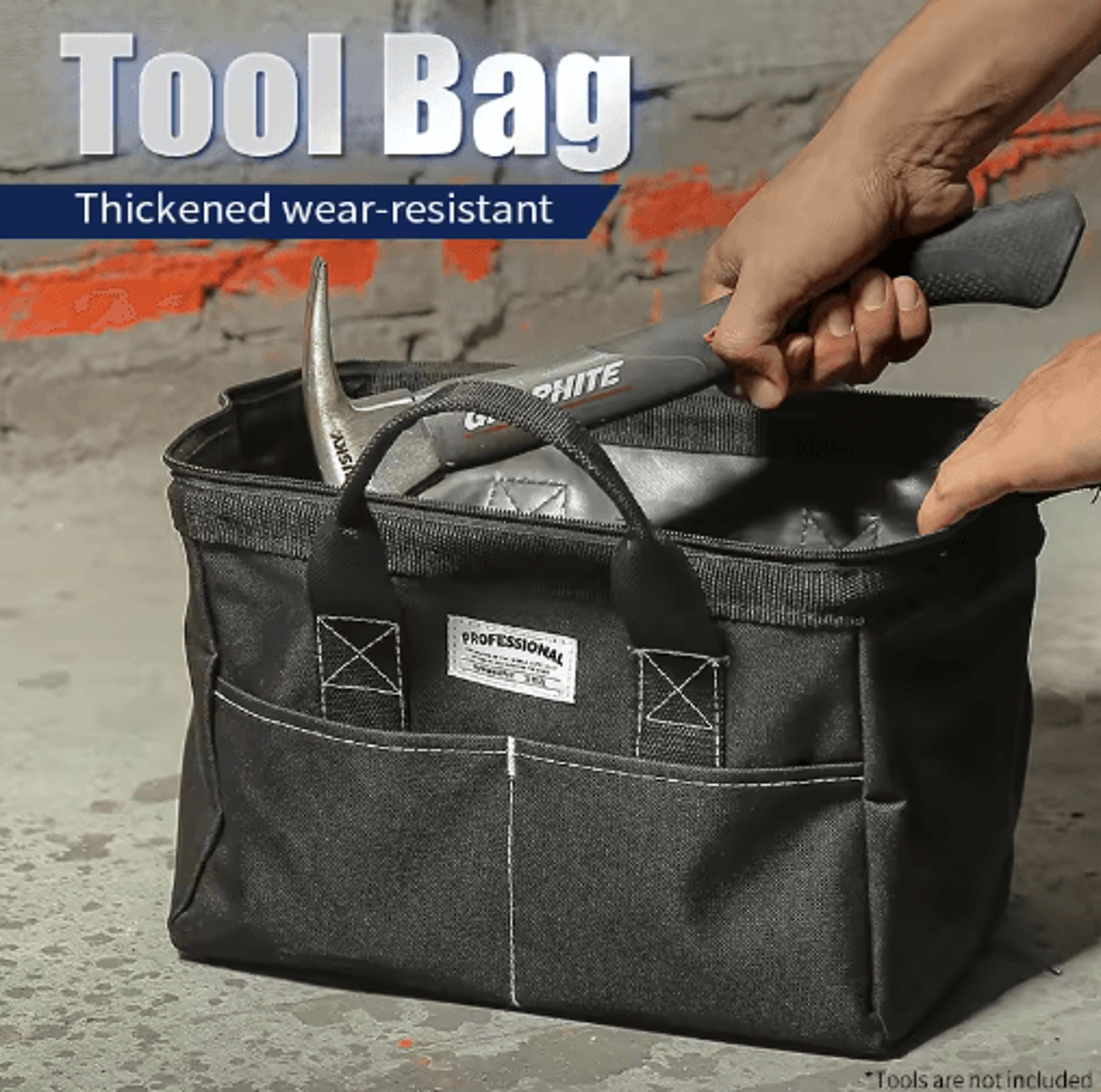 12Inch Wide Mouth Tool Bag  Portable Tool Organizer With Sturdy Base For Home  Professional Use 2