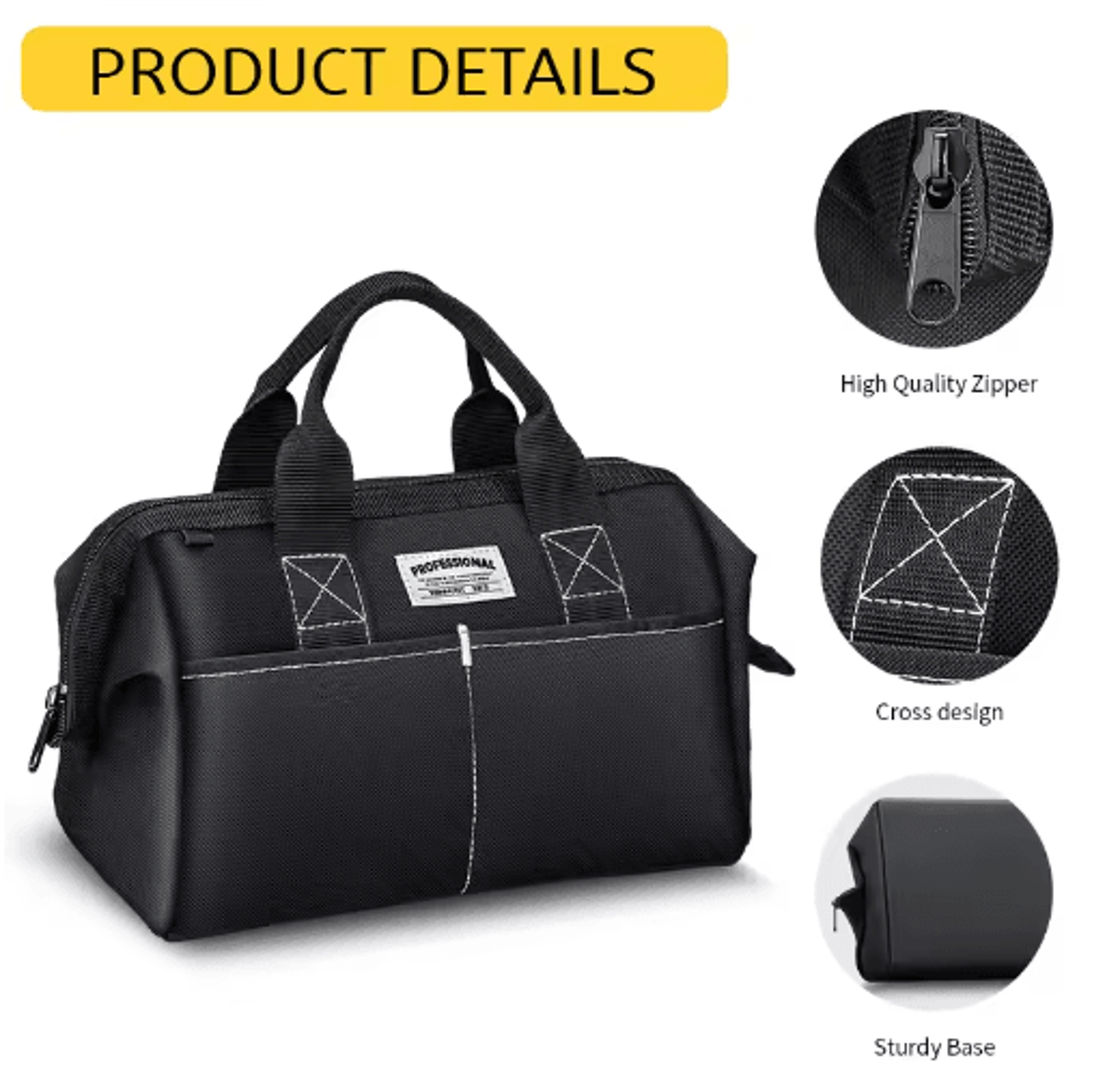 12Inch Wide Mouth Tool Bag  Portable Tool Organizer With Sturdy Base For Home  Professional Use 3