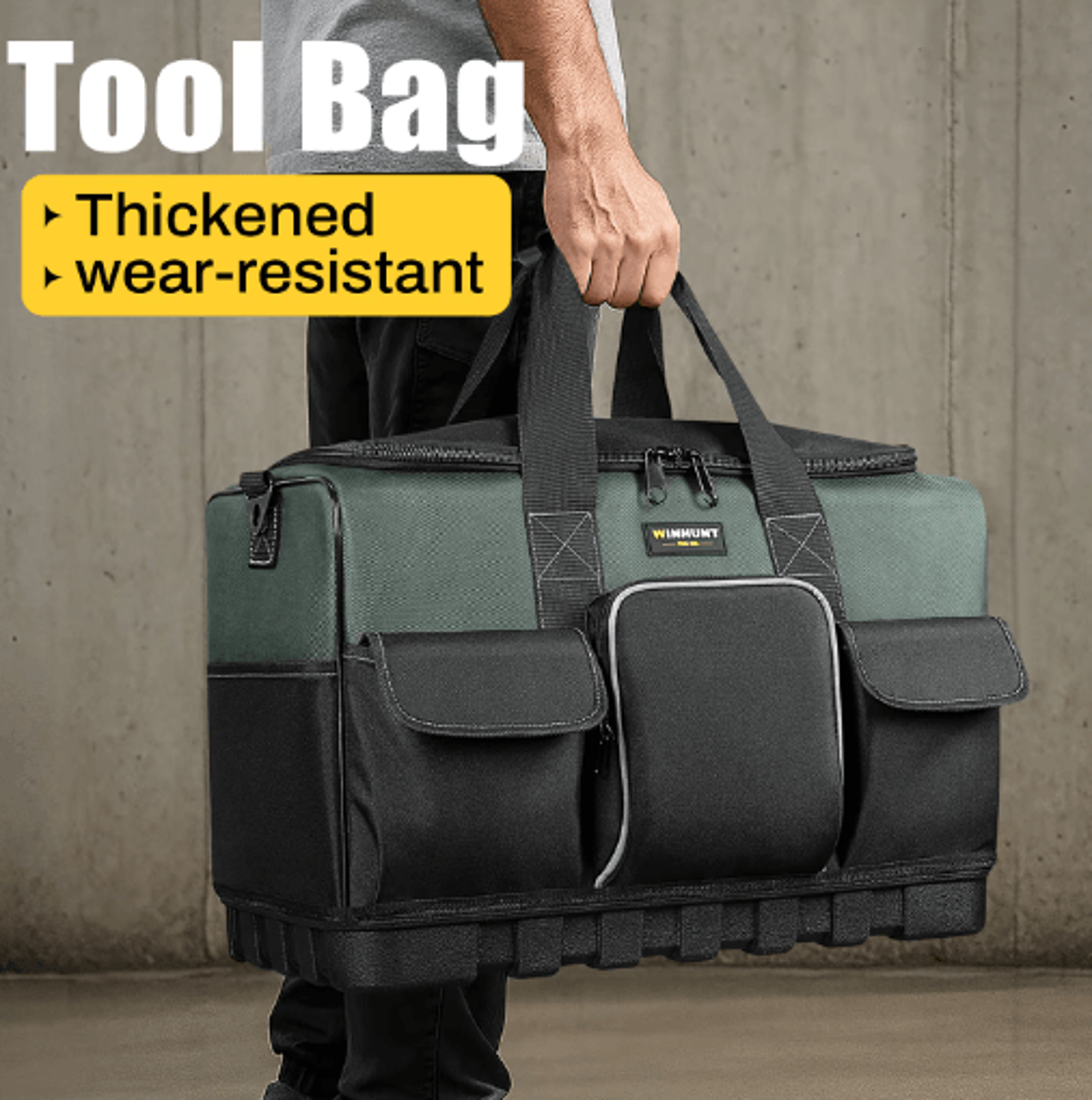 Heavy Duty Electrician Tool Bag With Hard Bottom  16Pocket Tool Organizer For Mechanics  HVAC Profe 6