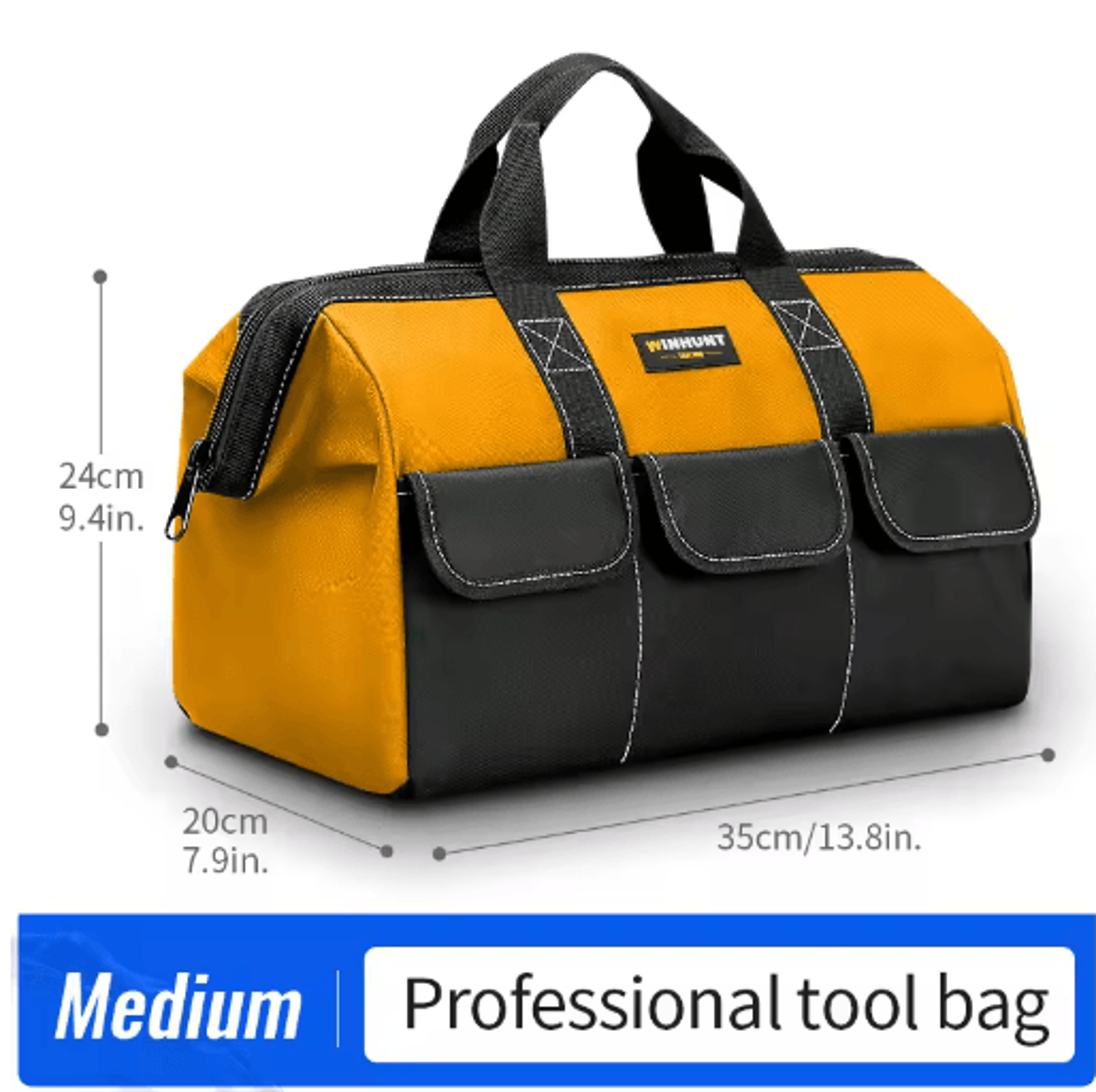 Heavy Duty Wide Mouth Tool Bag  Portable Tool Tote For Electricians Carpenters  Mechanics Yellow 3