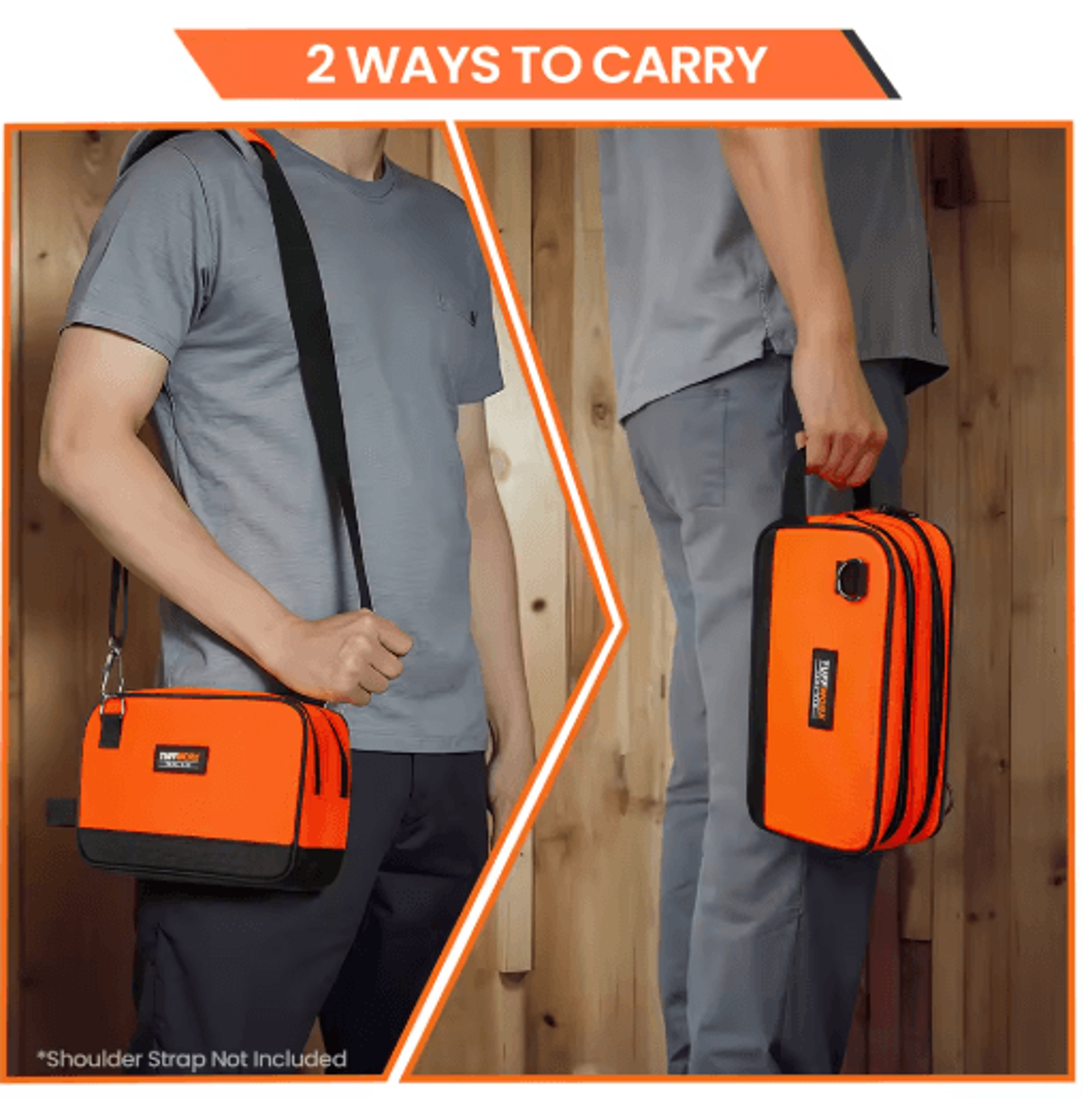 Compact DoubleZip Tool Pouch  Durable Tool Storage Bag For Hand Tools  Accessories OrangeBlack 5