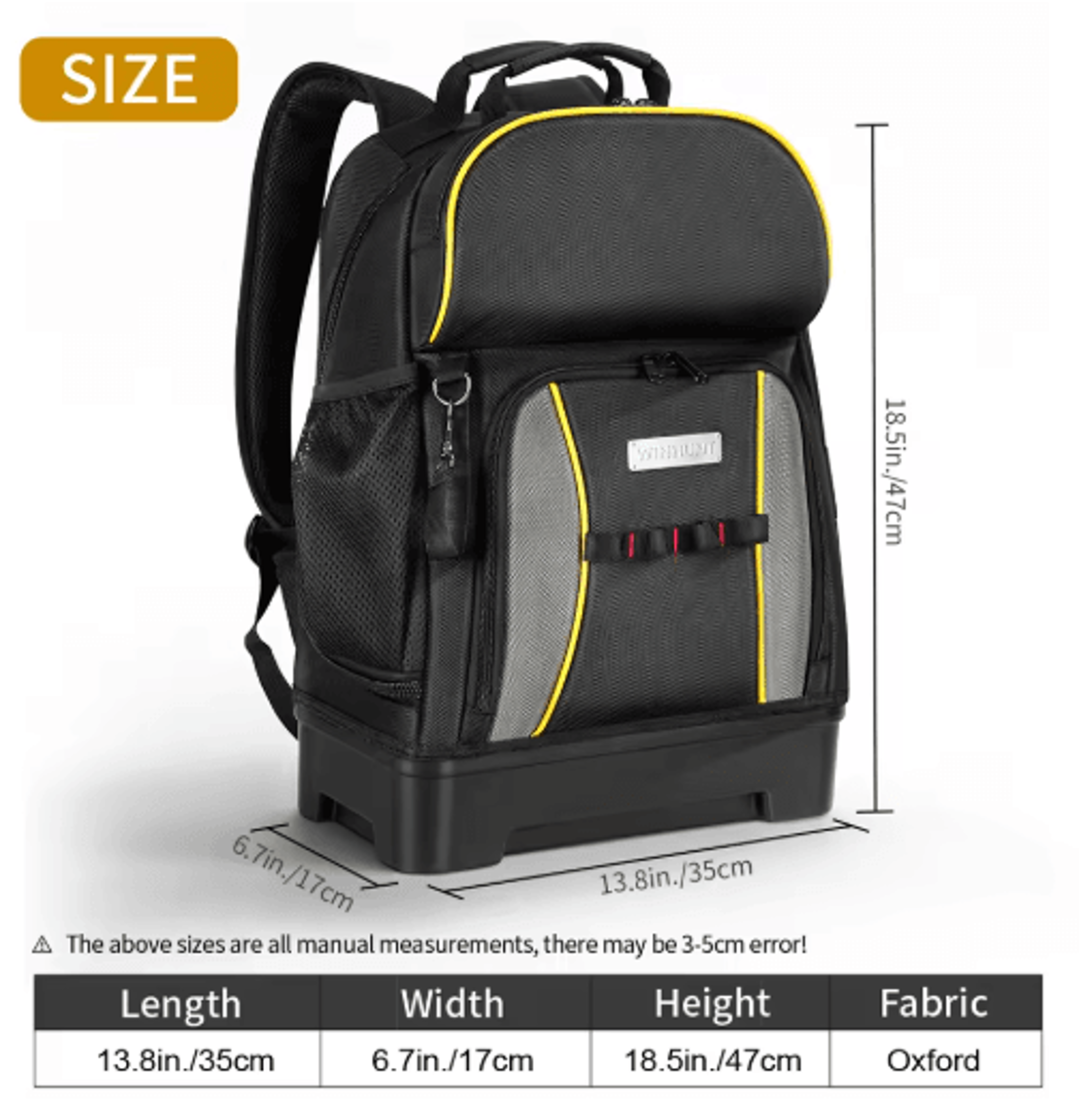 WINHUNT HeavyDuty Tool Backpack With Molded Bottom  MultiPocket Tool Organizer For Electricians  Co 0