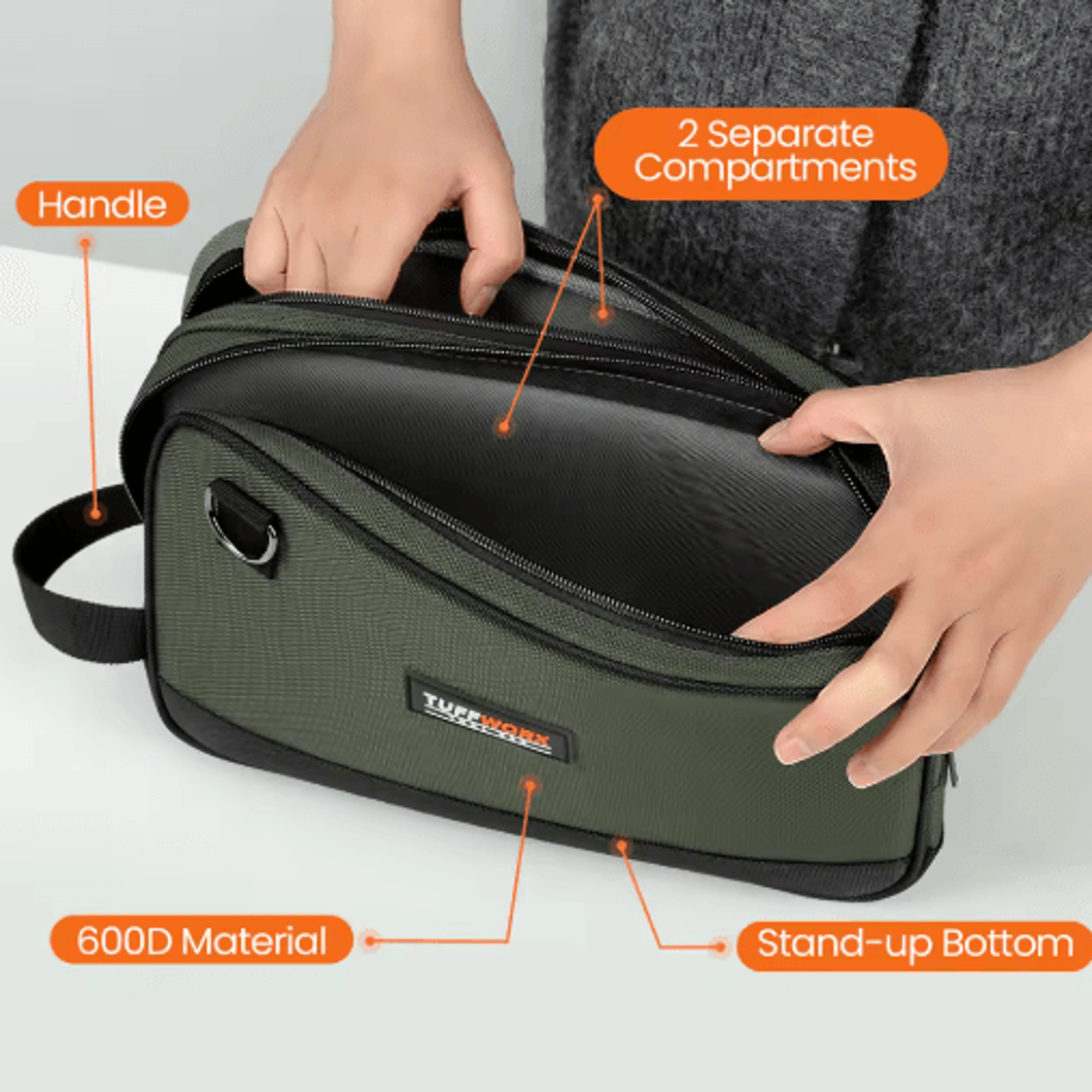 Dual Compartment Tool Bag  Portable Tool Storage Pouch In Gray  Black For Organized Repairs 2