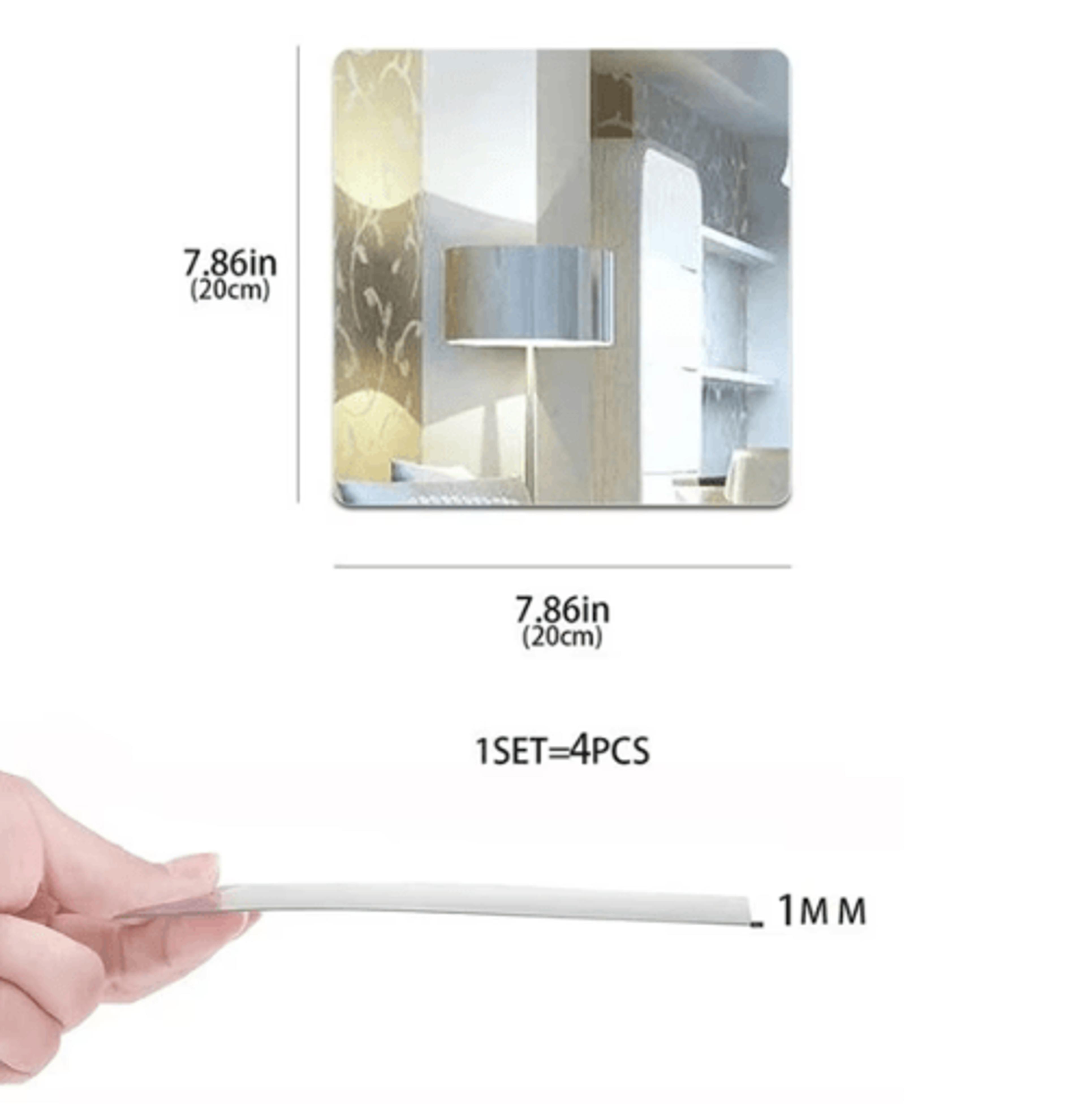 4pcs Mirror Wall Stickers SelfAdhesive Acrylic Mirror Wall Decor For Bathroom Bedroom  Living Room 1