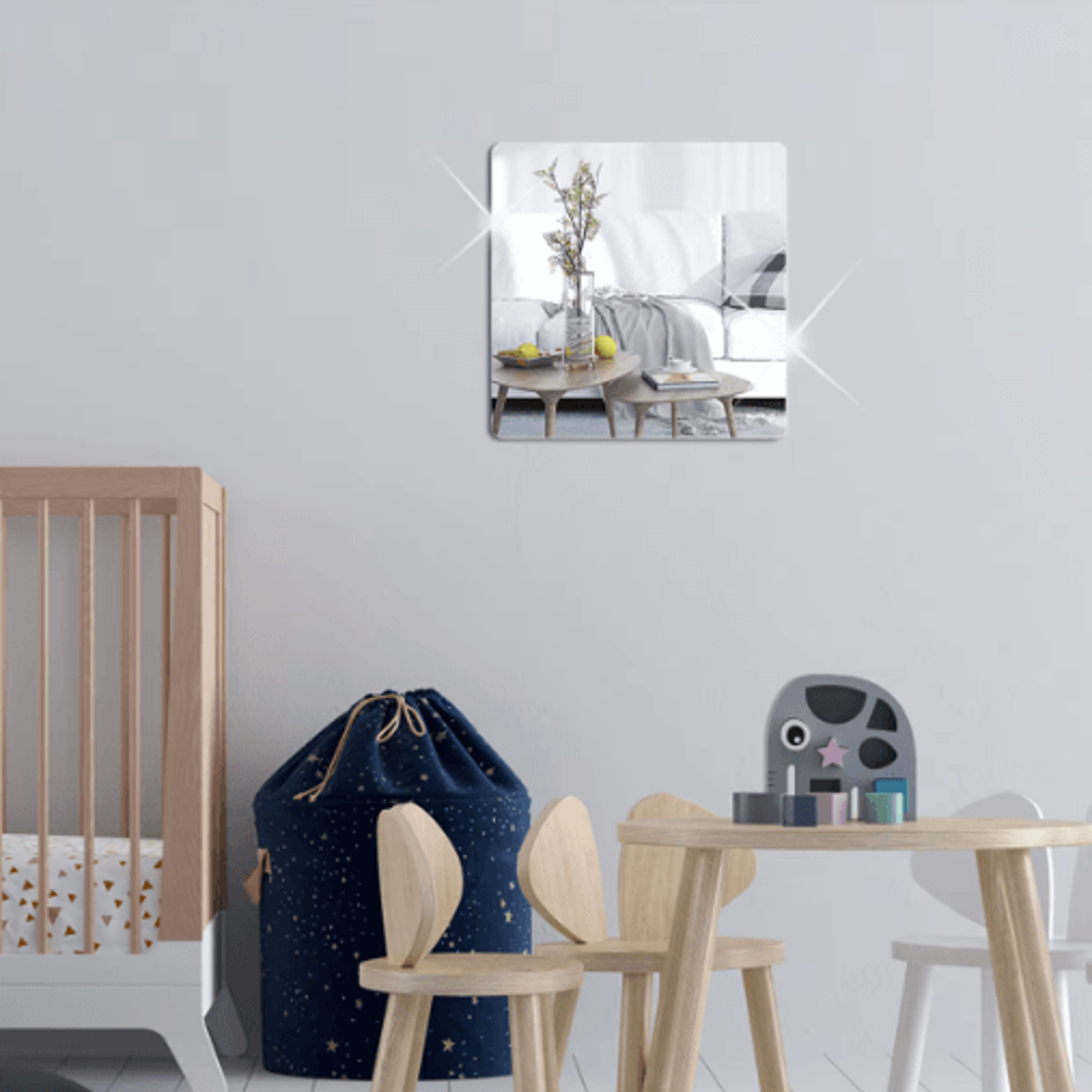 4pcs Mirror Wall Stickers SelfAdhesive Acrylic Mirror Wall Decor For Bathroom Bedroom  Living Room 5