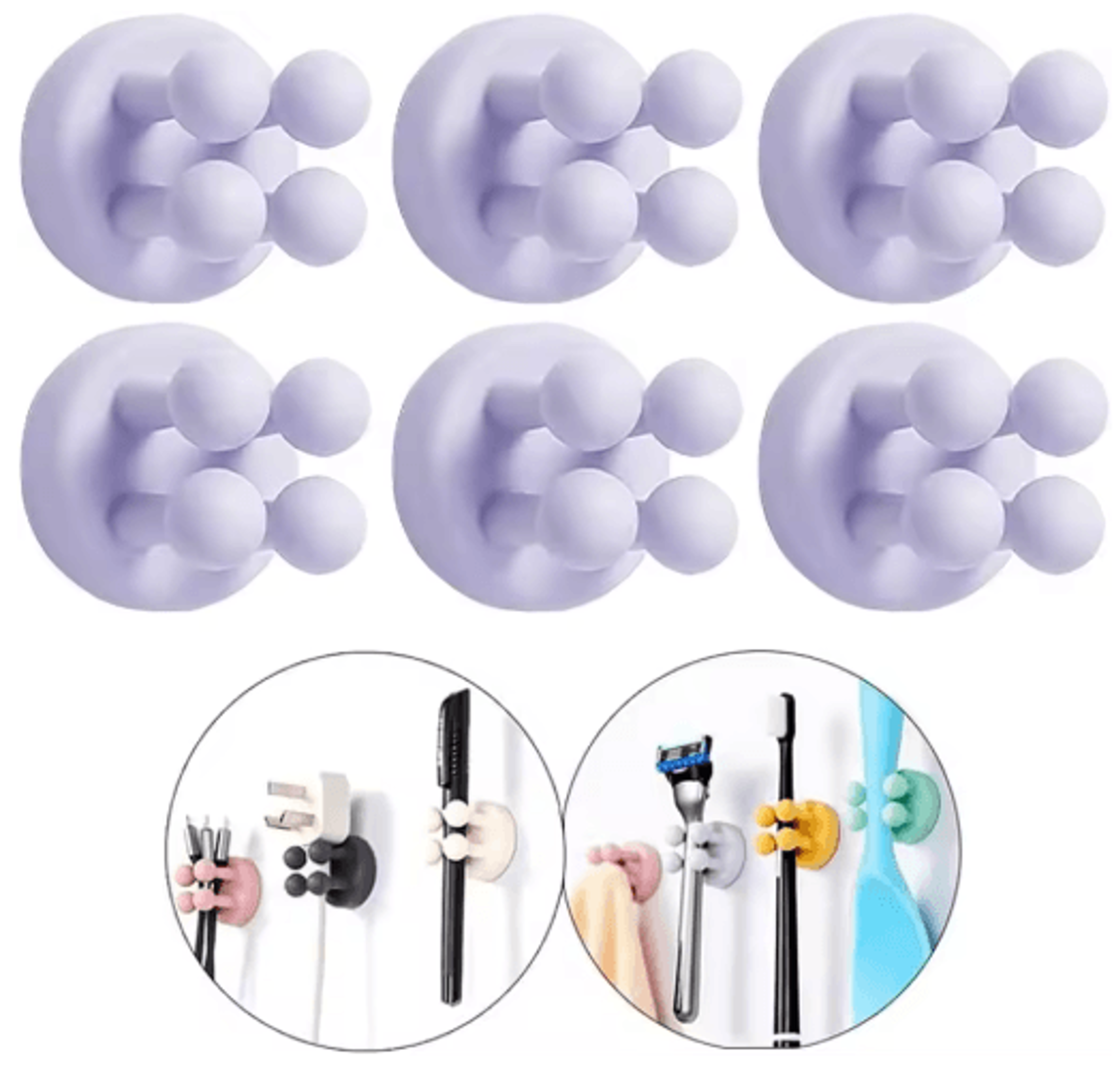 Silicone SelfAdhesive Toothbrush Holder  Waterproof MultiFunction Wall Hook For Bathroom Organizati 5