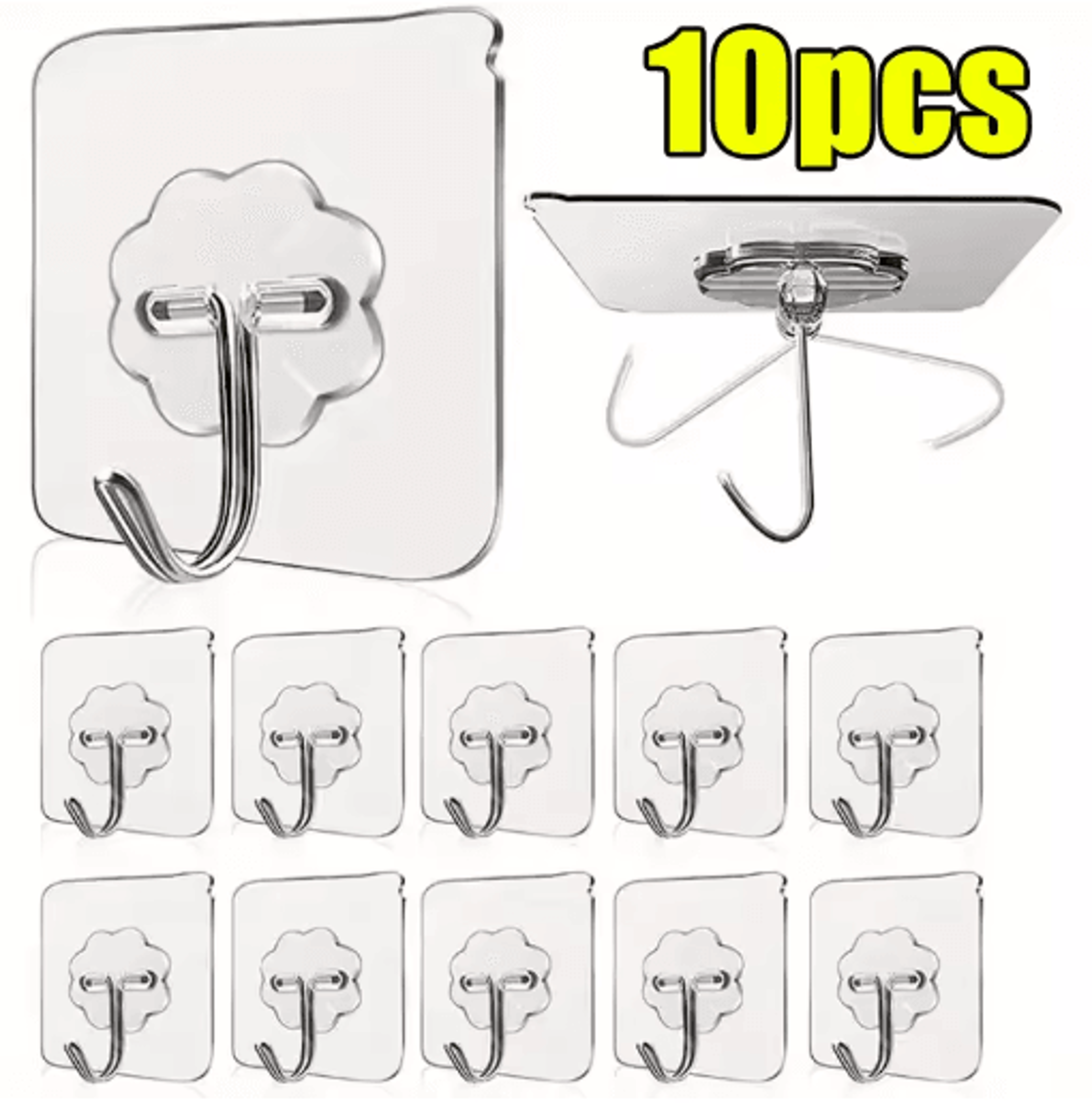 Transparent SelfAdhesive Wall Hooks  Stainless Steel MultiPurpose Hangers For Kitchen Bathroom  Hom 4