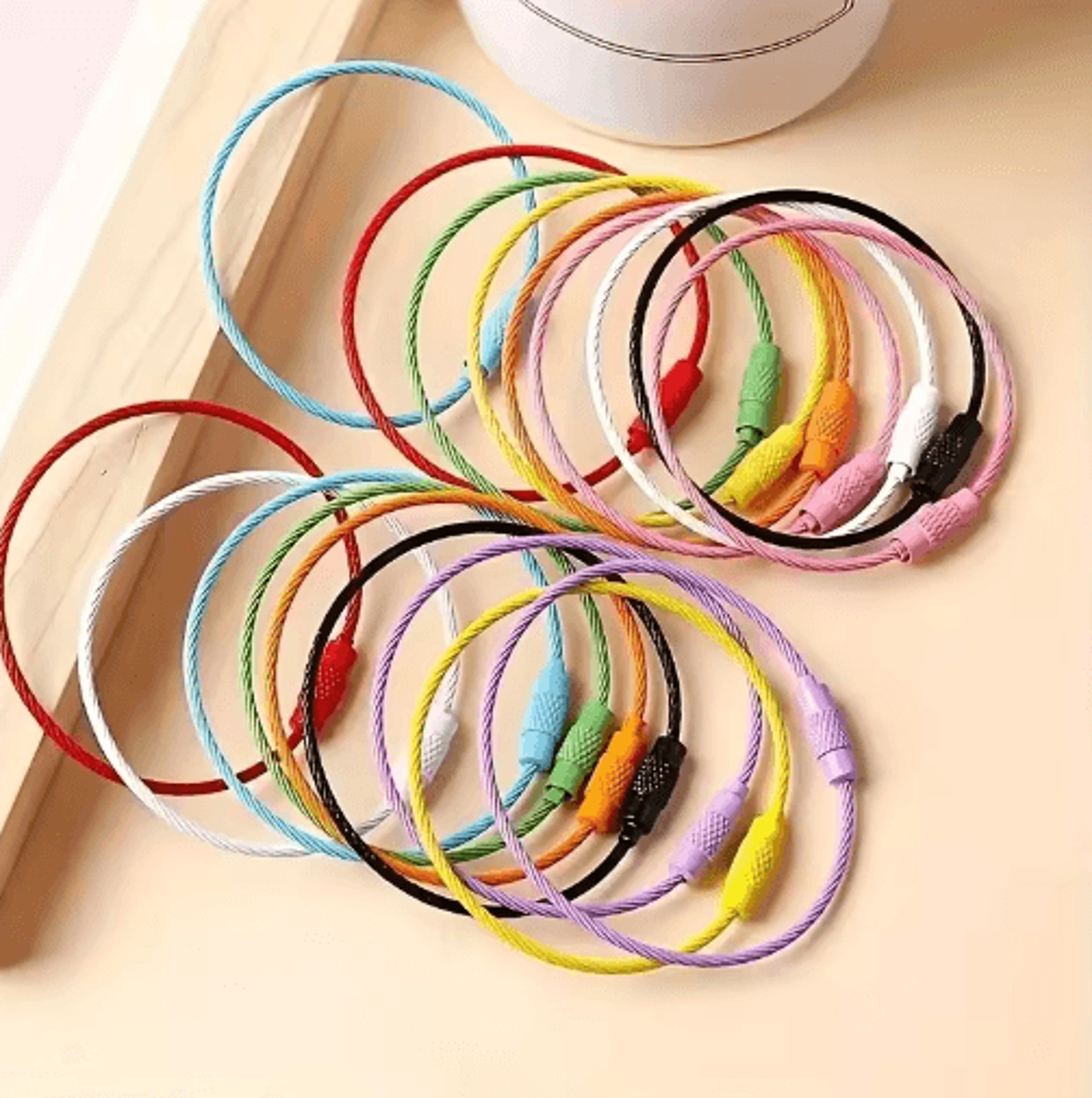 Stainless Steel Wire Keychain Cable Rings  Screw Lock Key Ring Loops For Keys Tags  Outdoor Gear 14