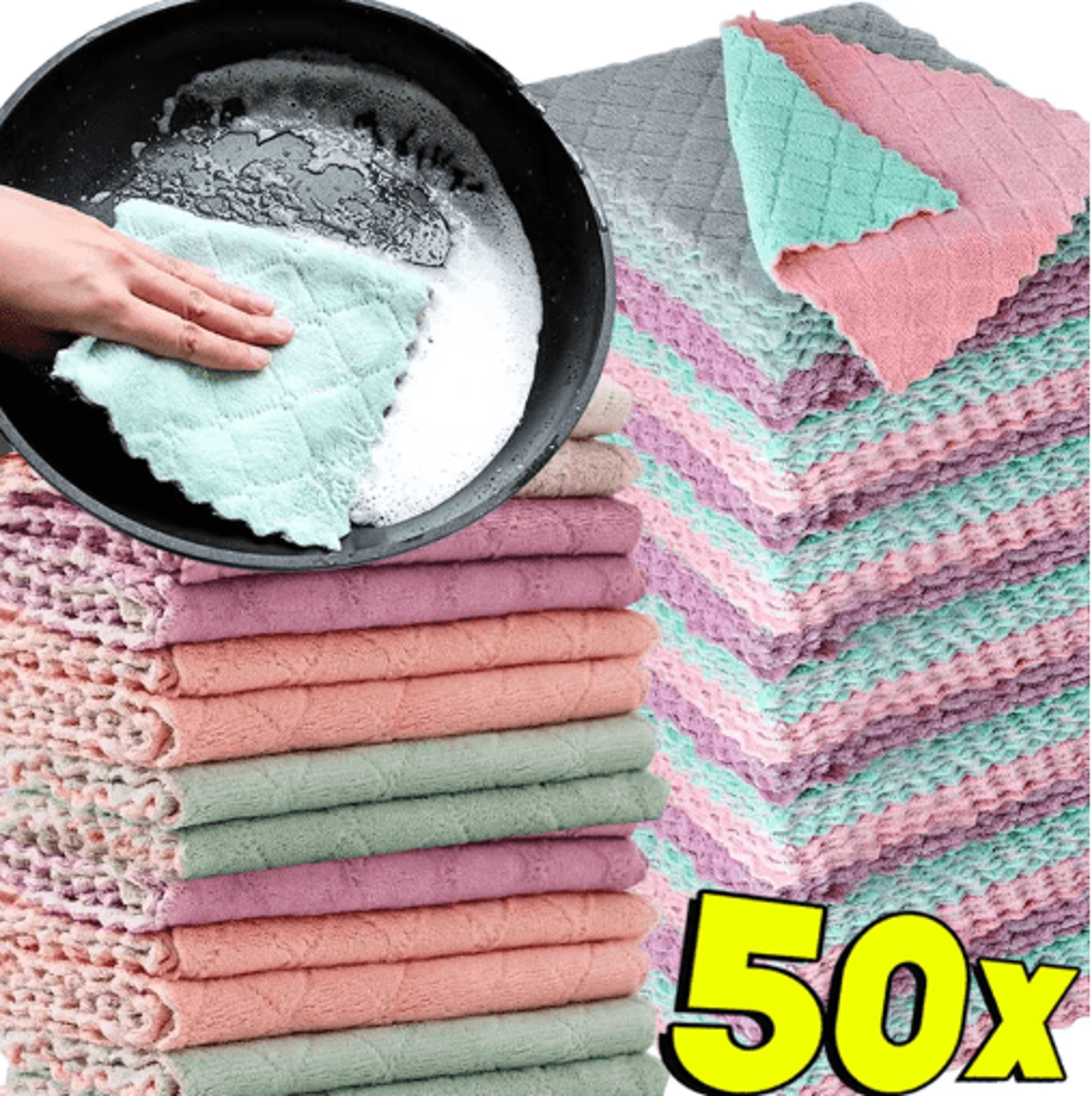 Super Absorbent DoubleLayer Microfiber Kitchen Towel  NonStick Oil Dish Cleaning Cloth 0