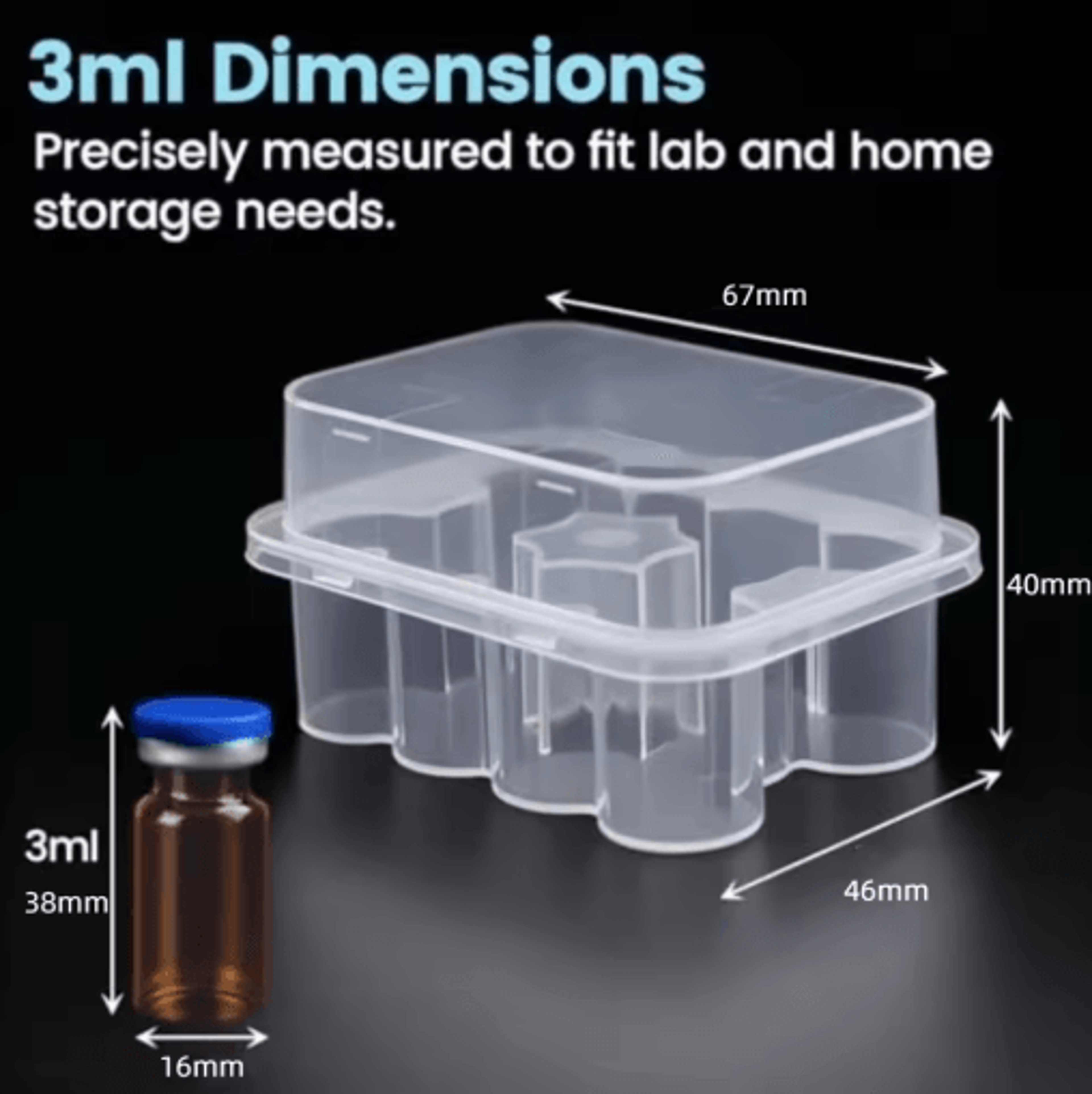 Stackable Vial Storage Box  10Slot Plastic Microtube Case For 3mL  10mL Tubes 11