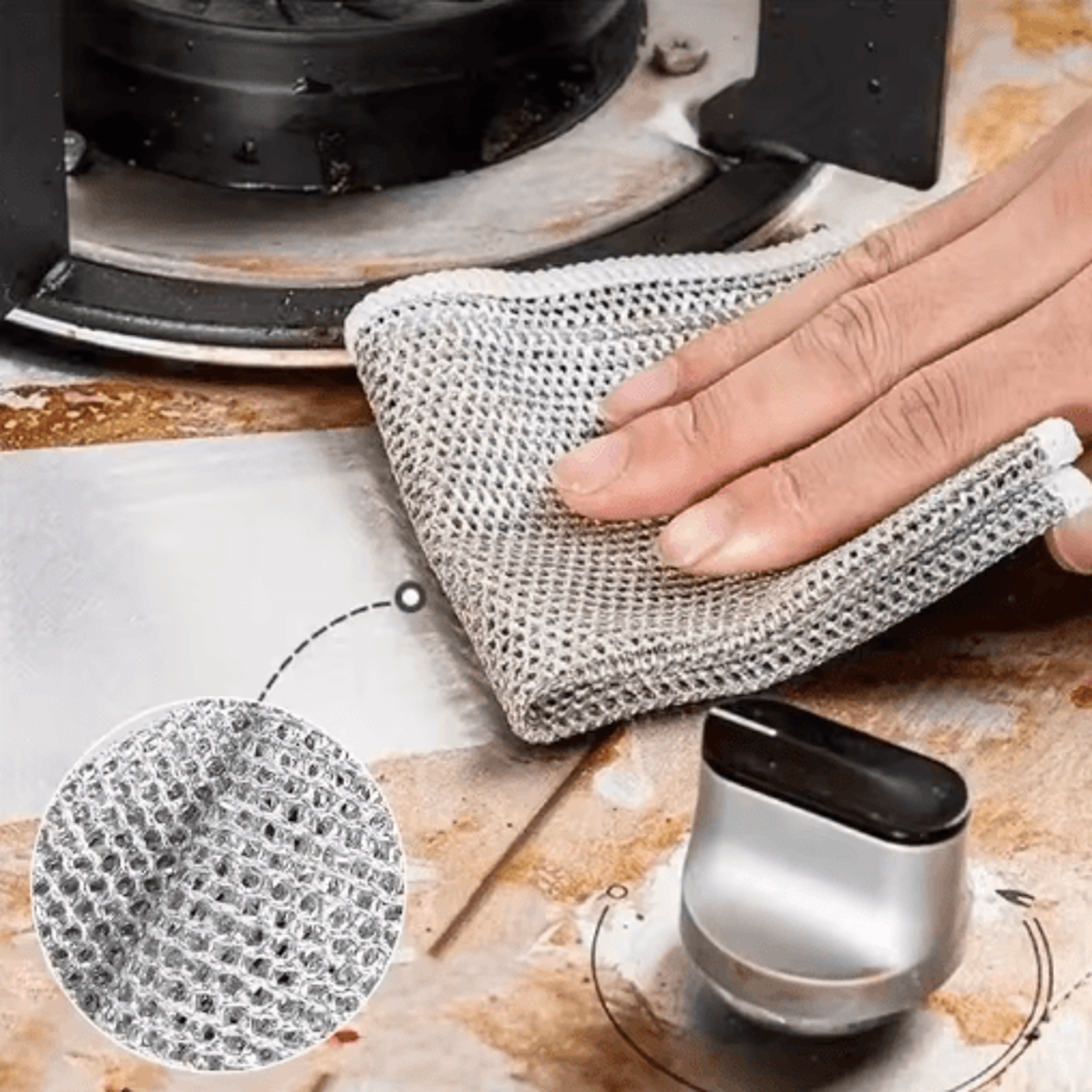 DoubleSided Steel Wire Dishcloth  Reusable Kitchen Scrubber Cloth For Pots Pans  Dishes 5