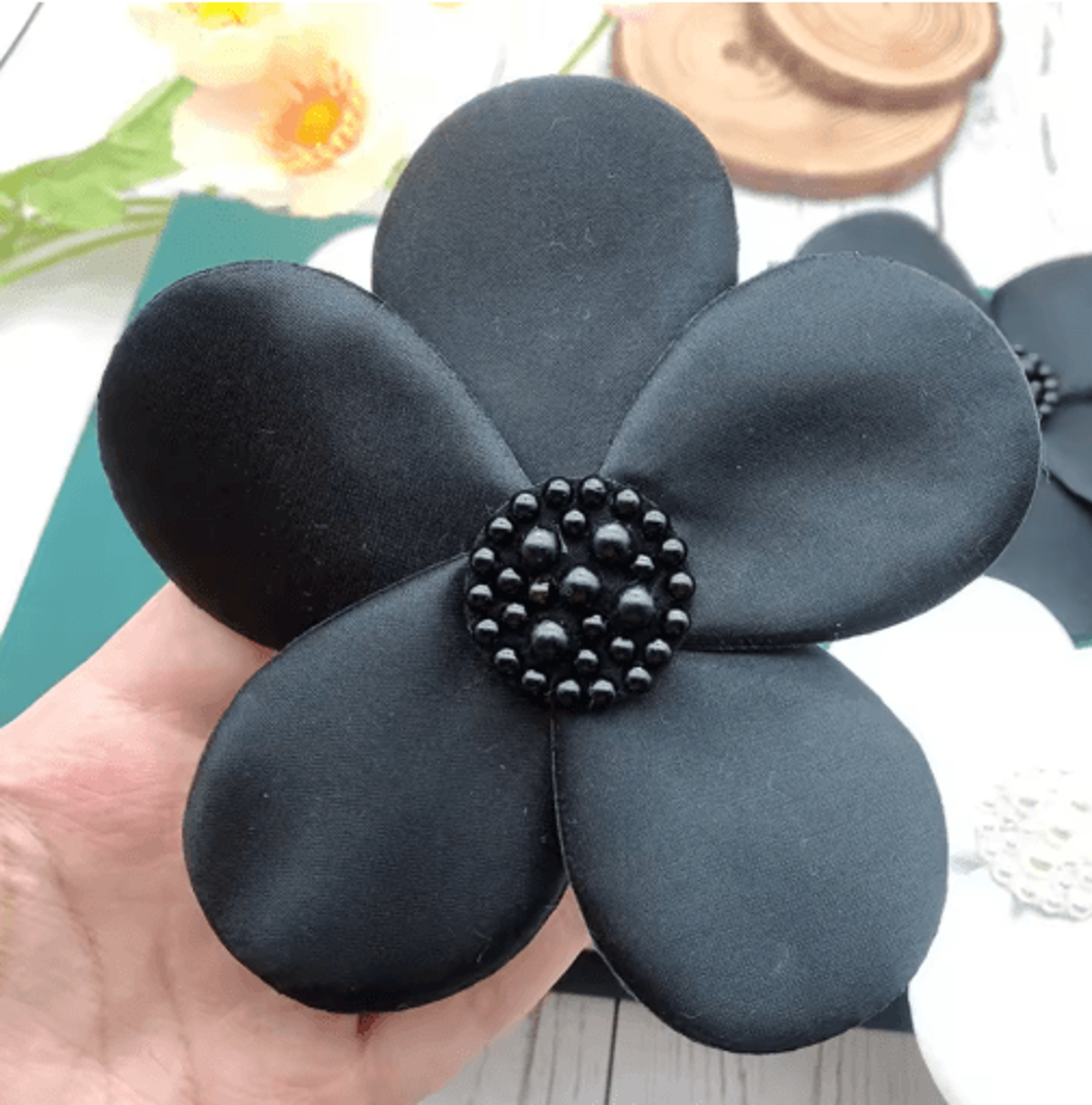 125CM 3D Beaded Flower Applique  Elegant Fabric Patch For Clothing Crafts  DIY Accessories 2
