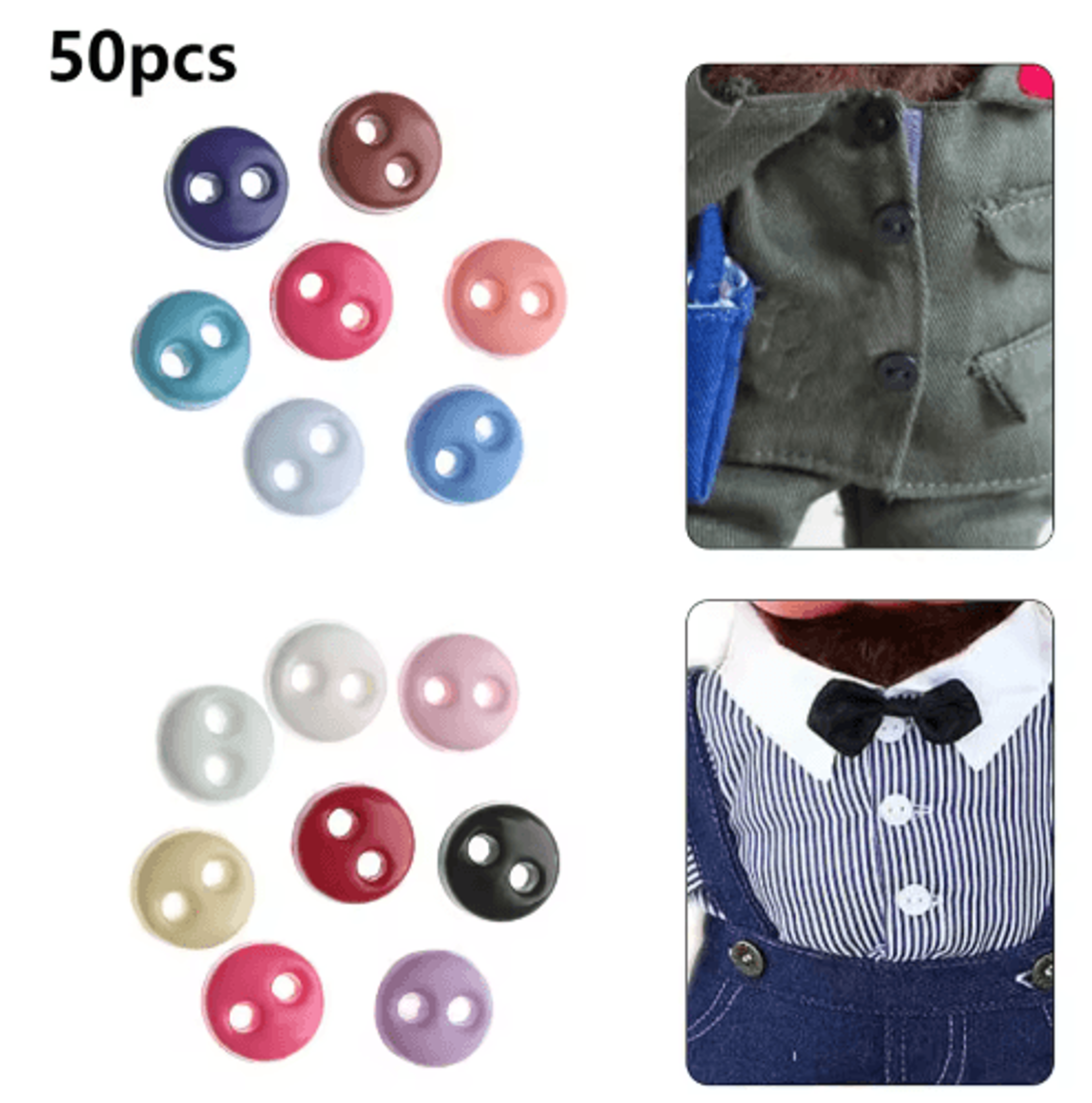 50Piece Mini Doll Buttons  4mm Colorful Plastic Buttons For Doll Clothes Crafts  Miniatures 0