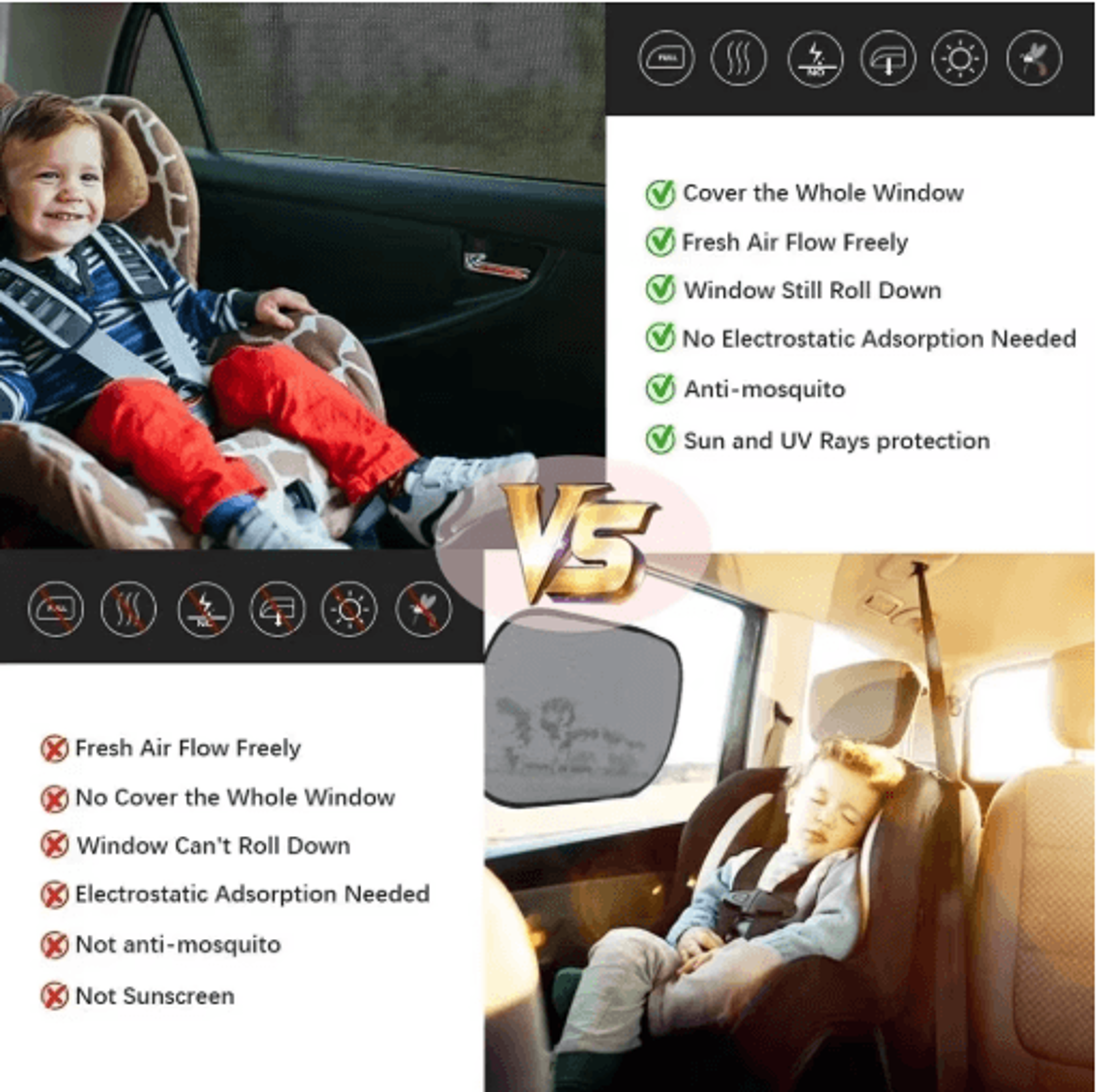 Car Window Mosquito Net  Privacy Sunshade  Breathable Window Screen Curtain For Camping  Travel 9