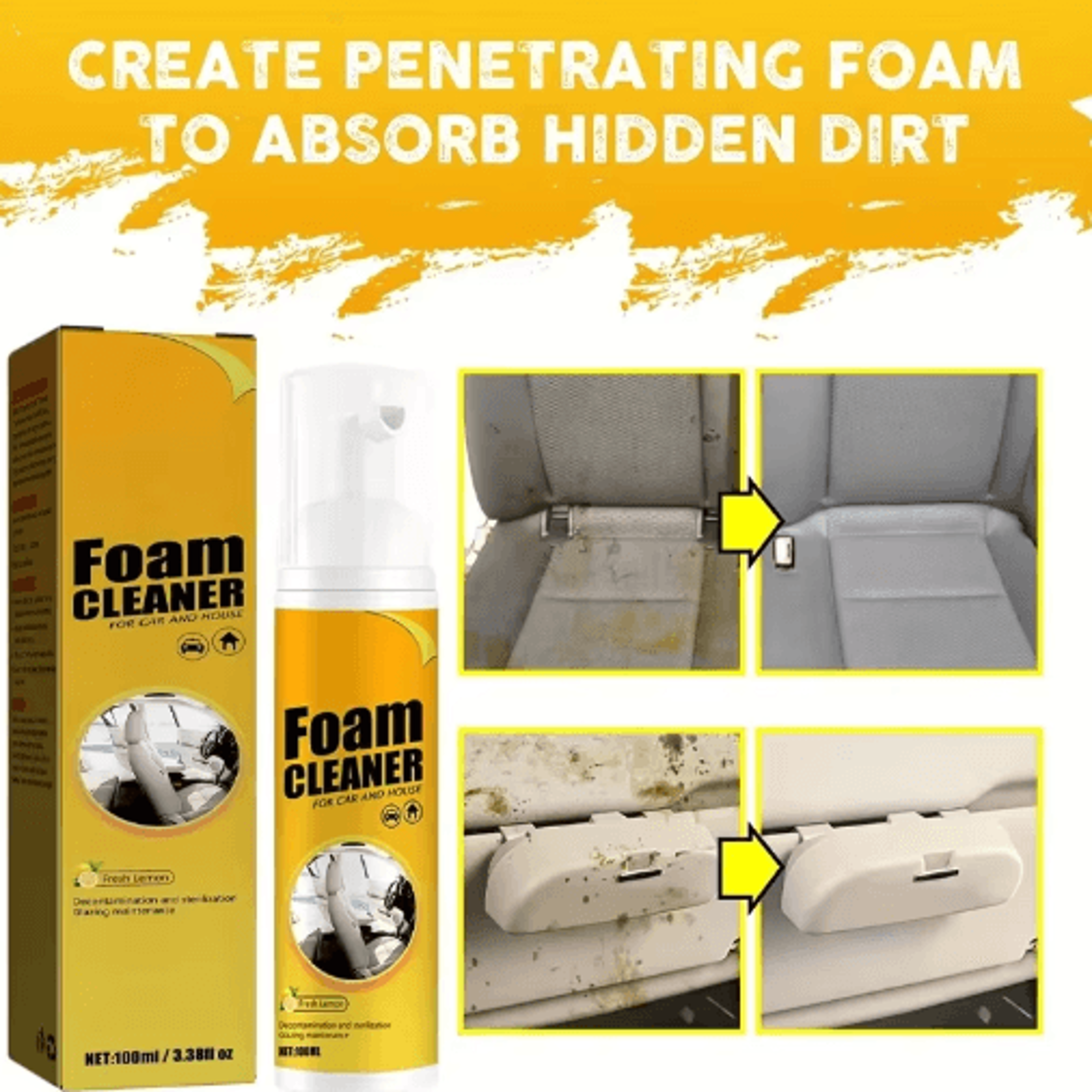 MultiPurpose Car Interior Cleaning Foam  Leather Upholstery  Headliner Cleaner 4