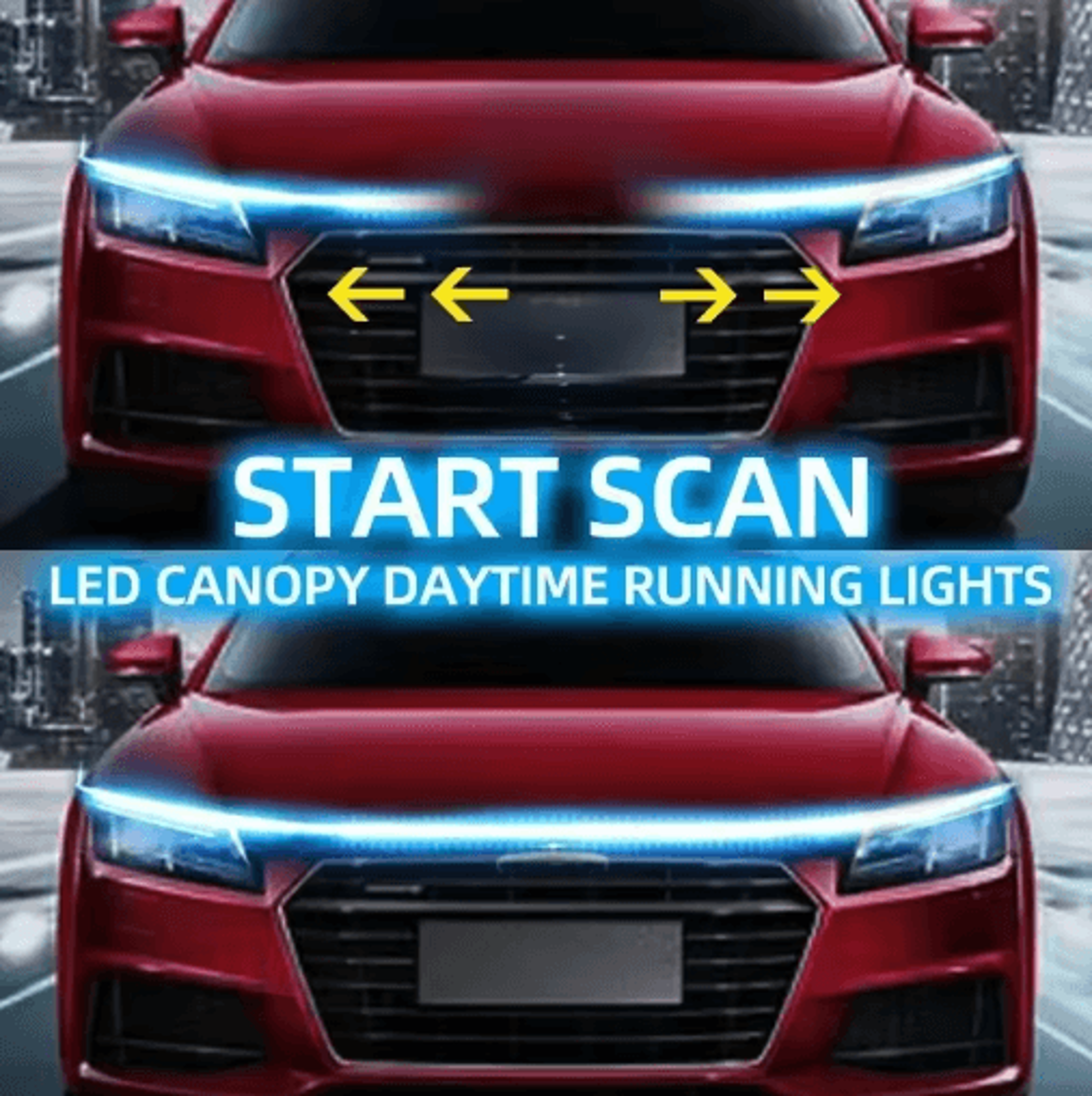 Dynamic LED Hood Light Strip  Scan Start Car Hood Decoration  Daytime Running Accent 0