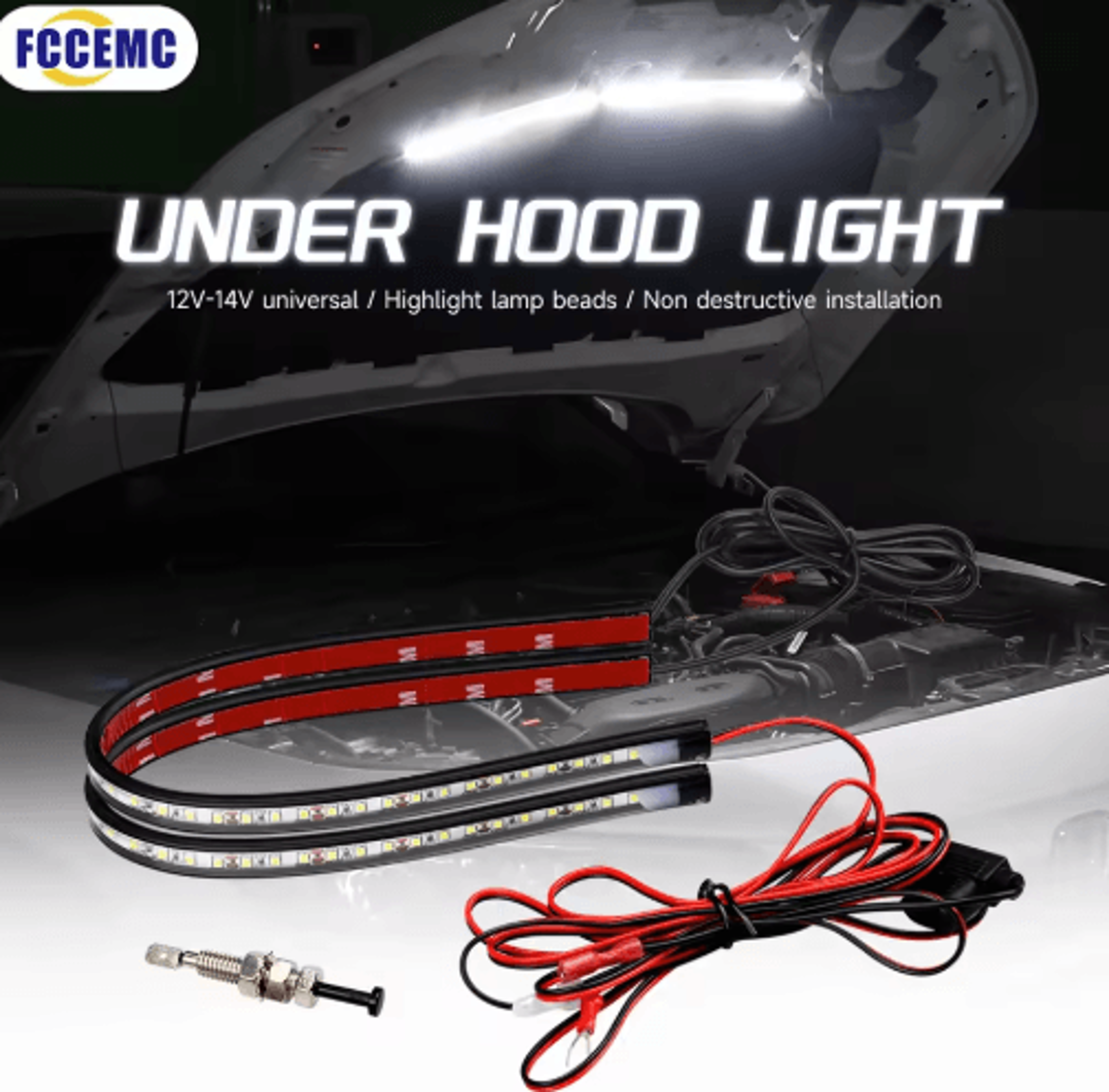 12V LED Car Hood Light  Engine Bay Maintenance  Hood Illumination Light 0
