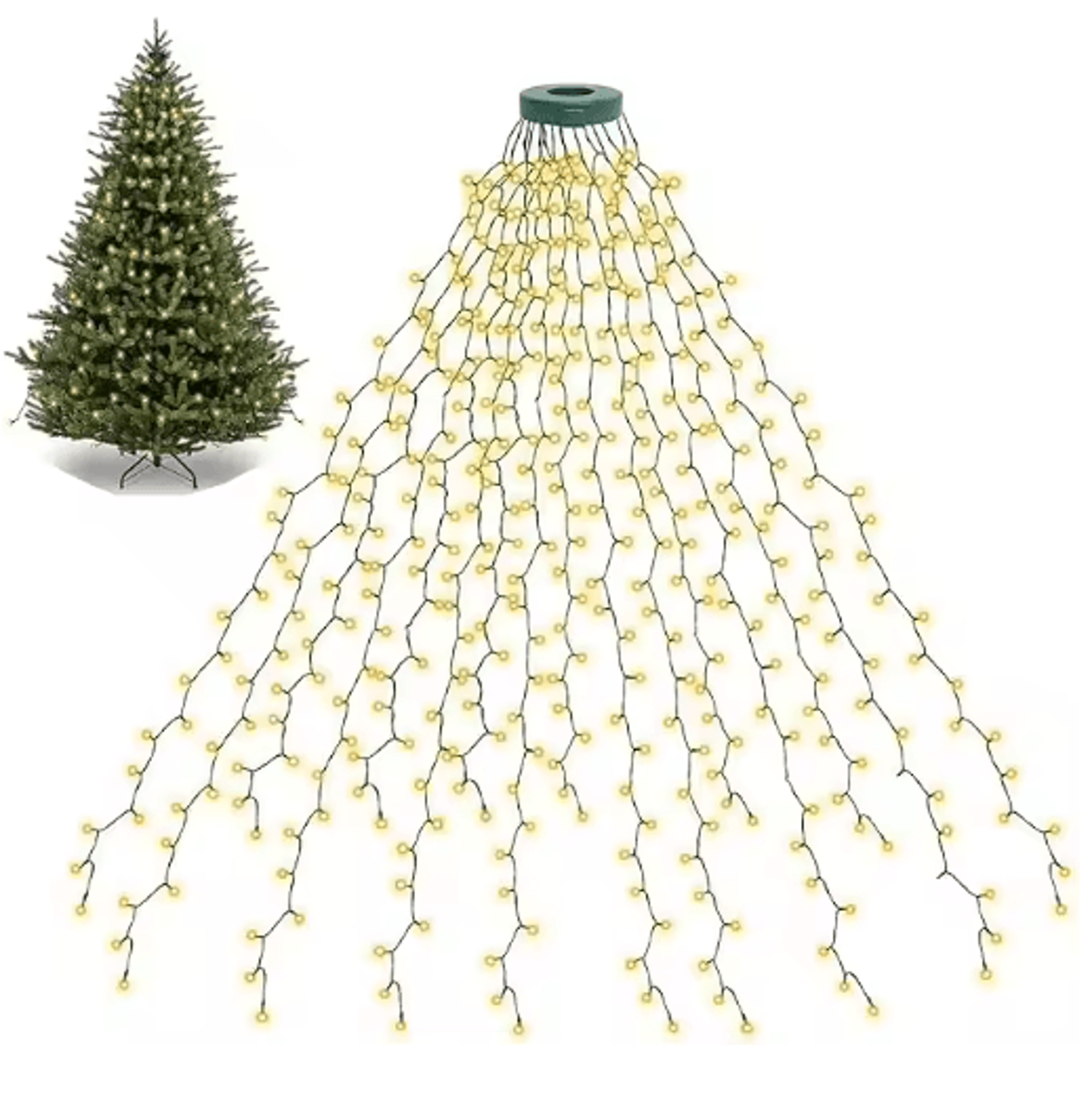 LED Ring Christmas Tree Topper Lights  Waterproof Waterfall String Lights For Indoor  Outdoor Decor 0