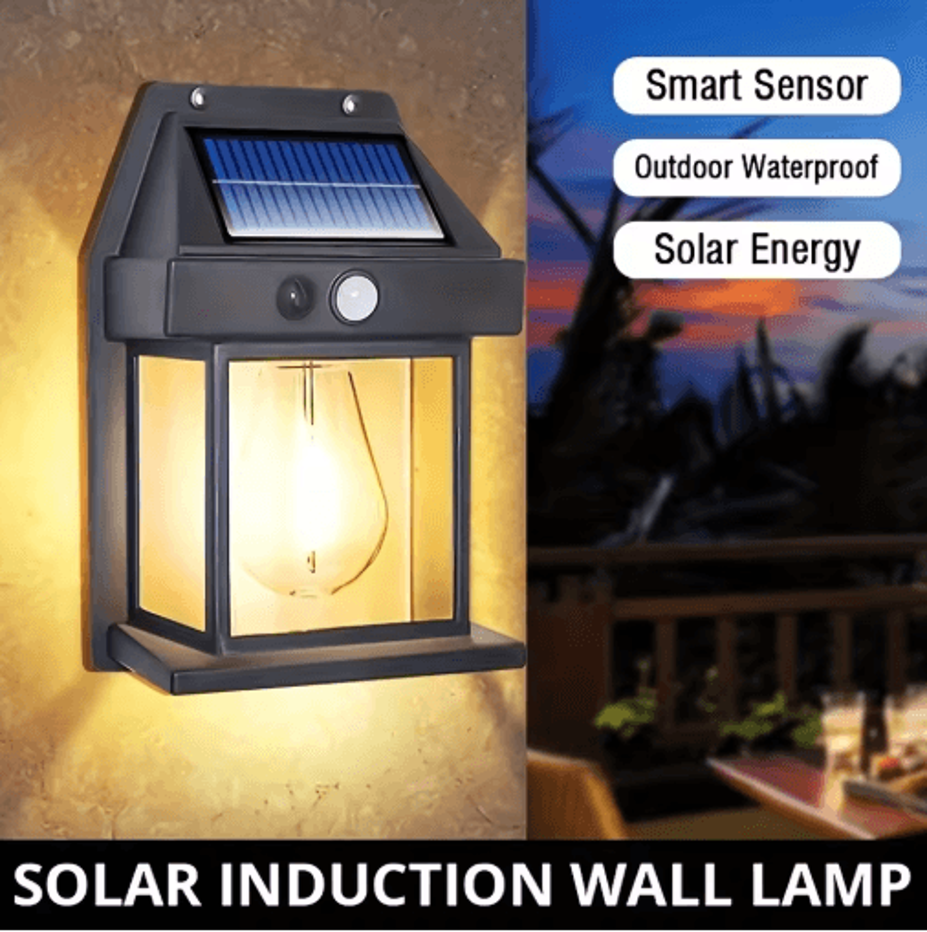 Solar Motion Sensor Wall Light  IP65 Waterproof LED Outdoor Security Lamp 4
