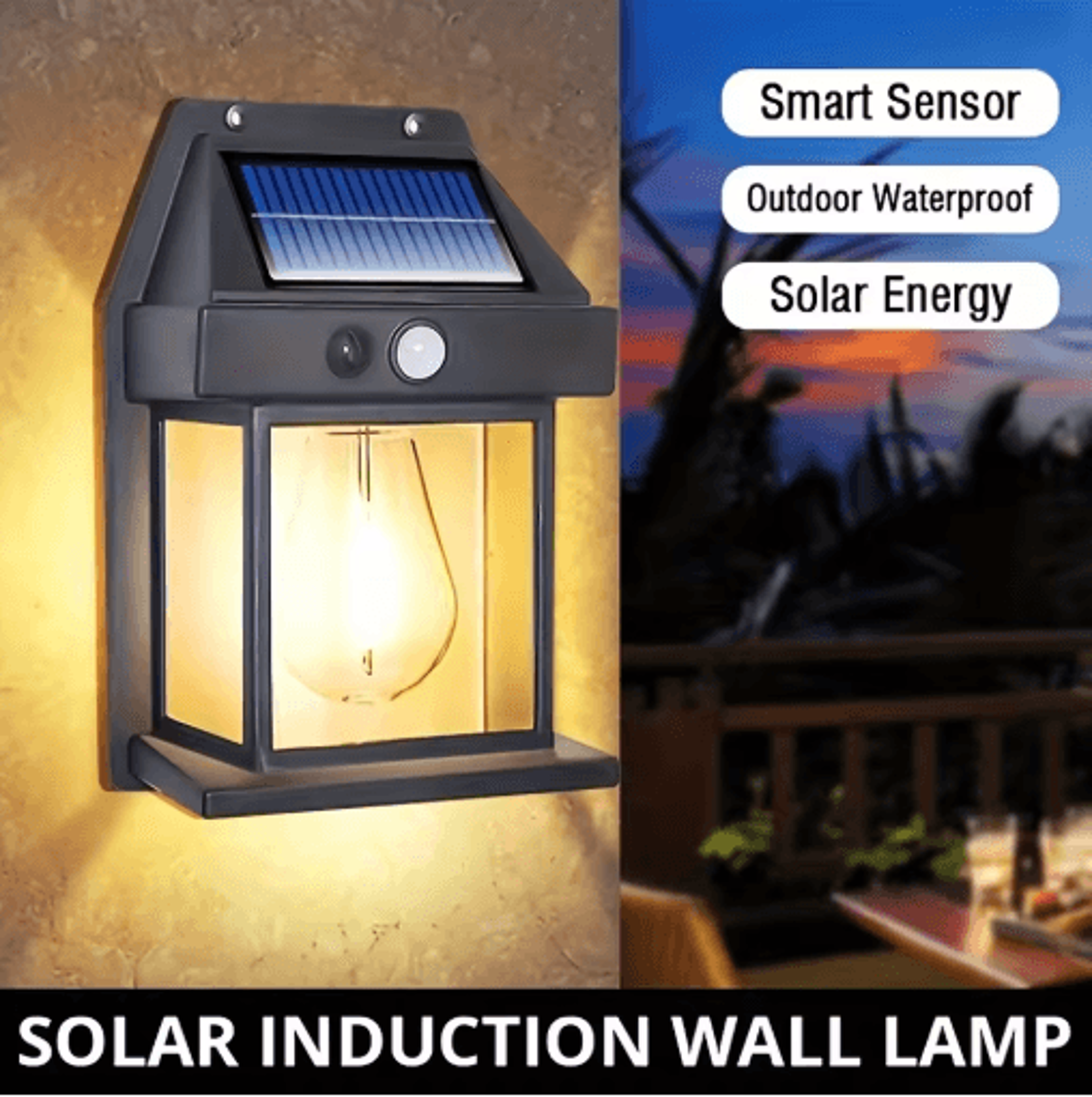 Solar Motion Sensor Wall Light  IP65 Waterproof LED Outdoor Security Lamp 0