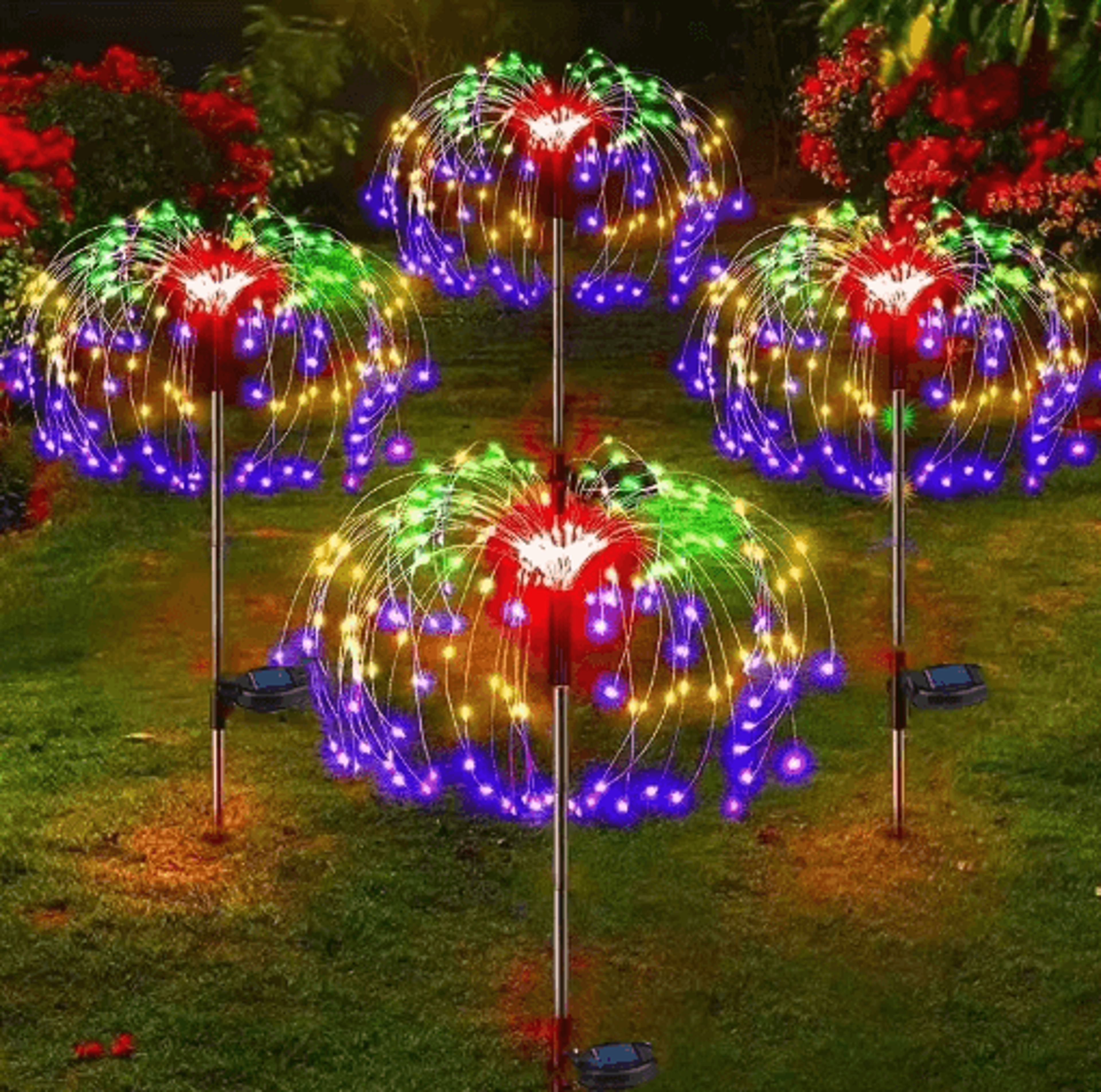 Outdoor Solar Firework Lights  Waterproof LED Dandelion Garden  Landscape Decor 0