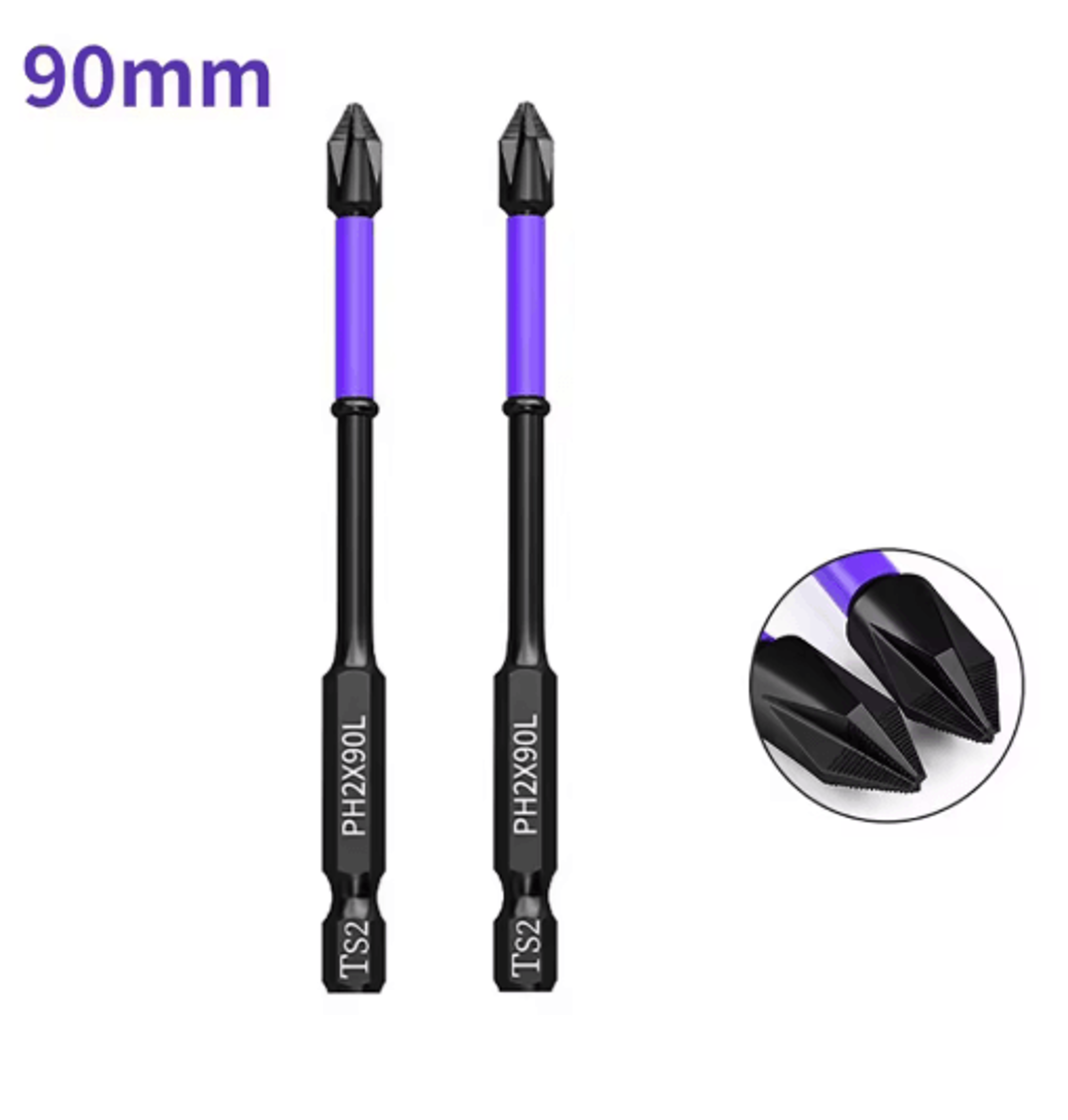 2PCS PH2 Magnetic Screwdriver Bit Set  NonSlip Phillips Drill Bits 25150mm 6