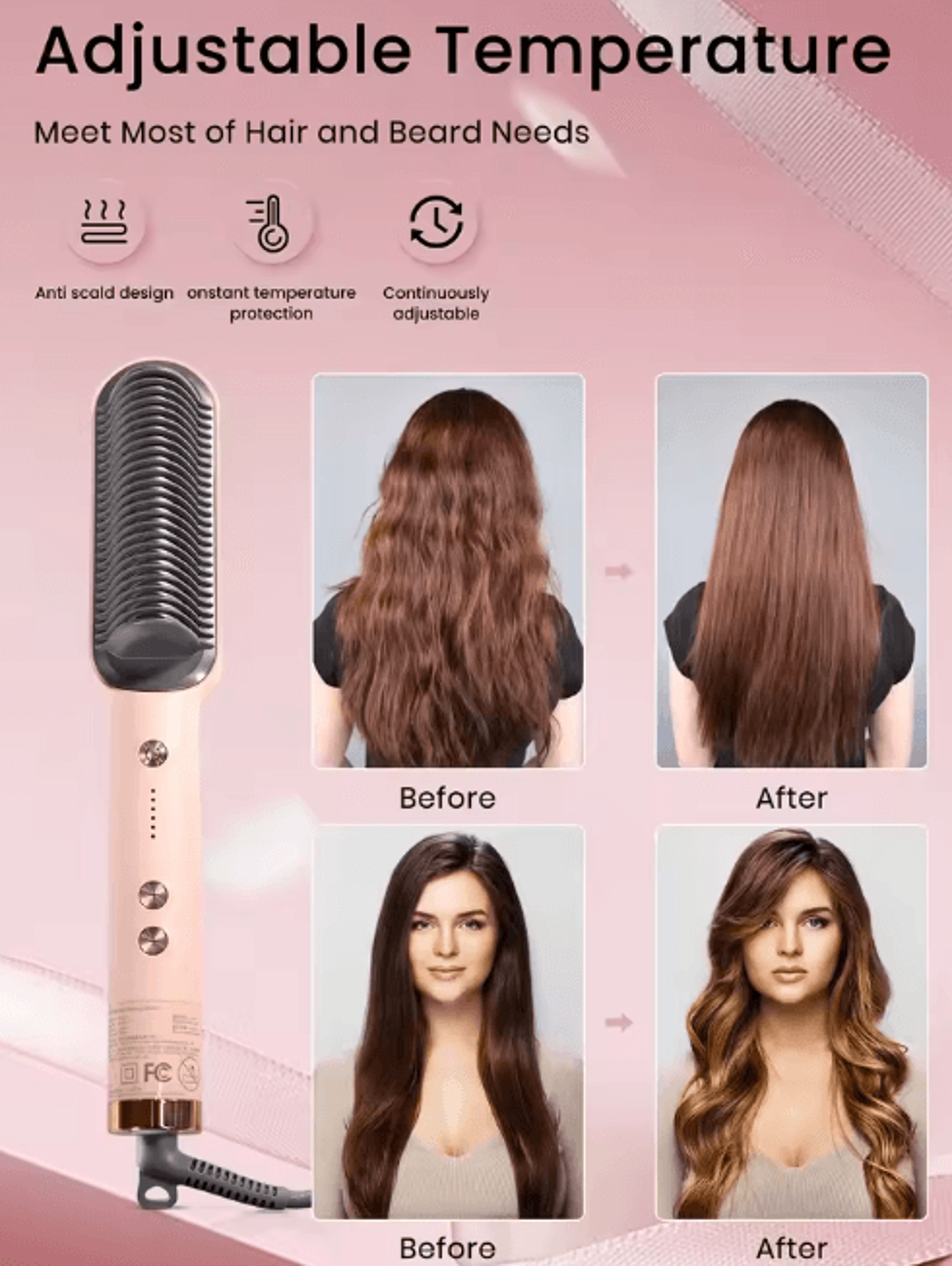 KSKIN 2in1 Hair Straightening Brush  Professional Heated Hair Comb  Flat Iron 9