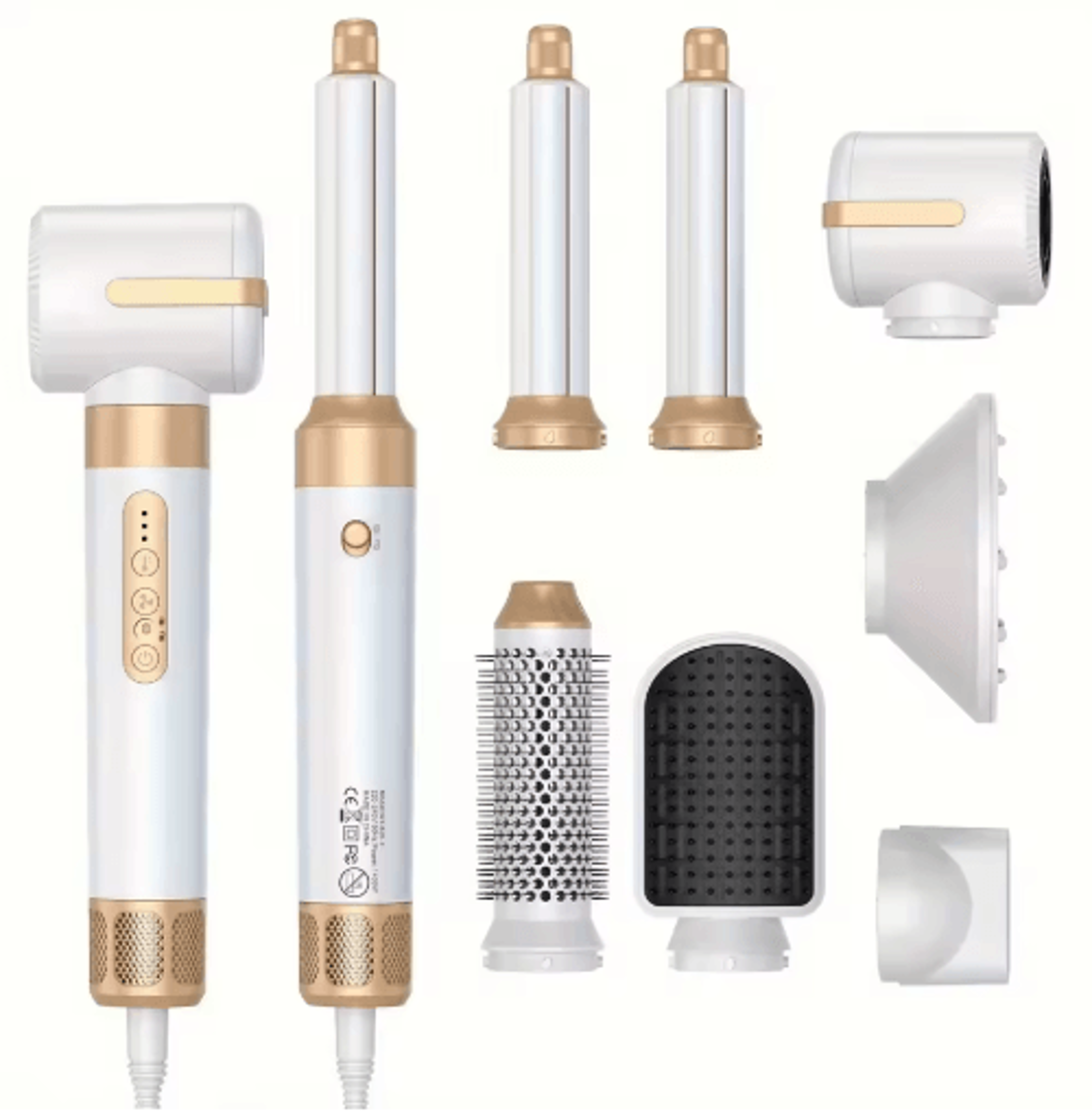 TINSOL 7in1 Hair Styler  1400W Hot Air Brush Hair Dryer Brush  Professional Curling Iron Set 1